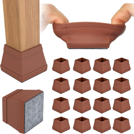 16 PCS Square Chair Leg Floor Protector, Silicone Chair Leg Cover, Furniture Leg Protectors with