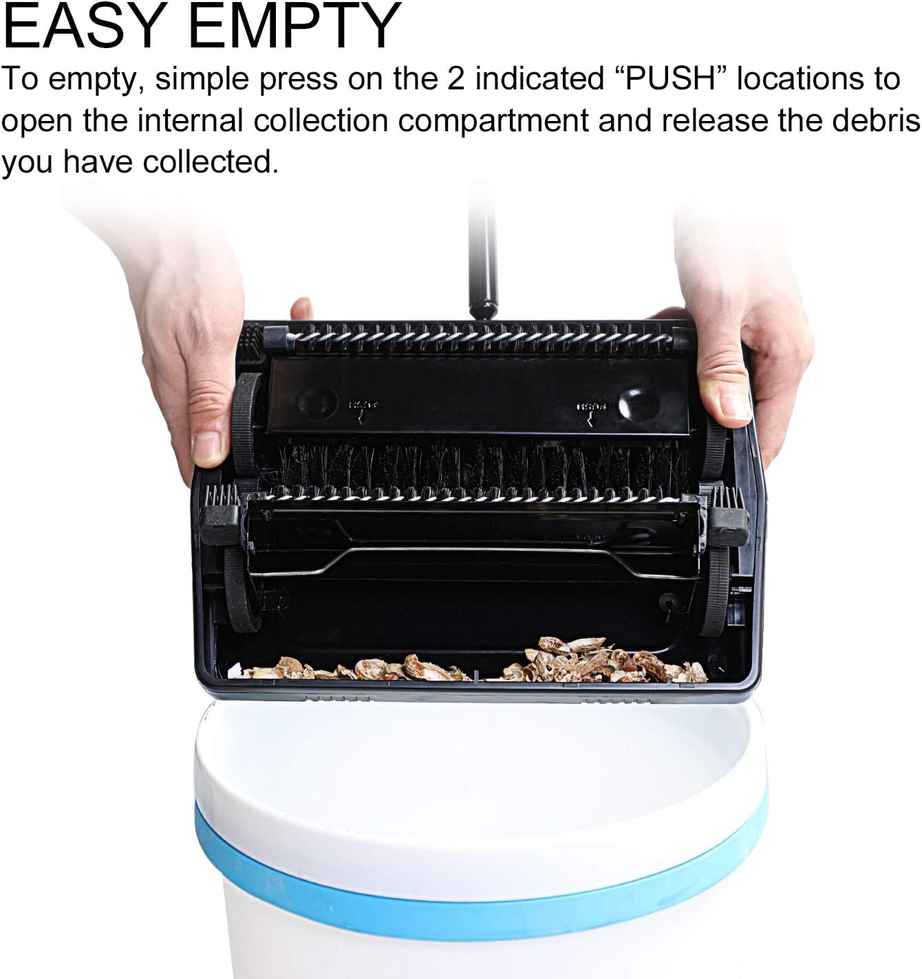 Yocada Carpet Sweeper Cleaner for Home Office Low Carpets Rugs Undercoat Carpets Pet Hair Dust Scraps Paper Small Rubbish Cleaning with a Brush Black