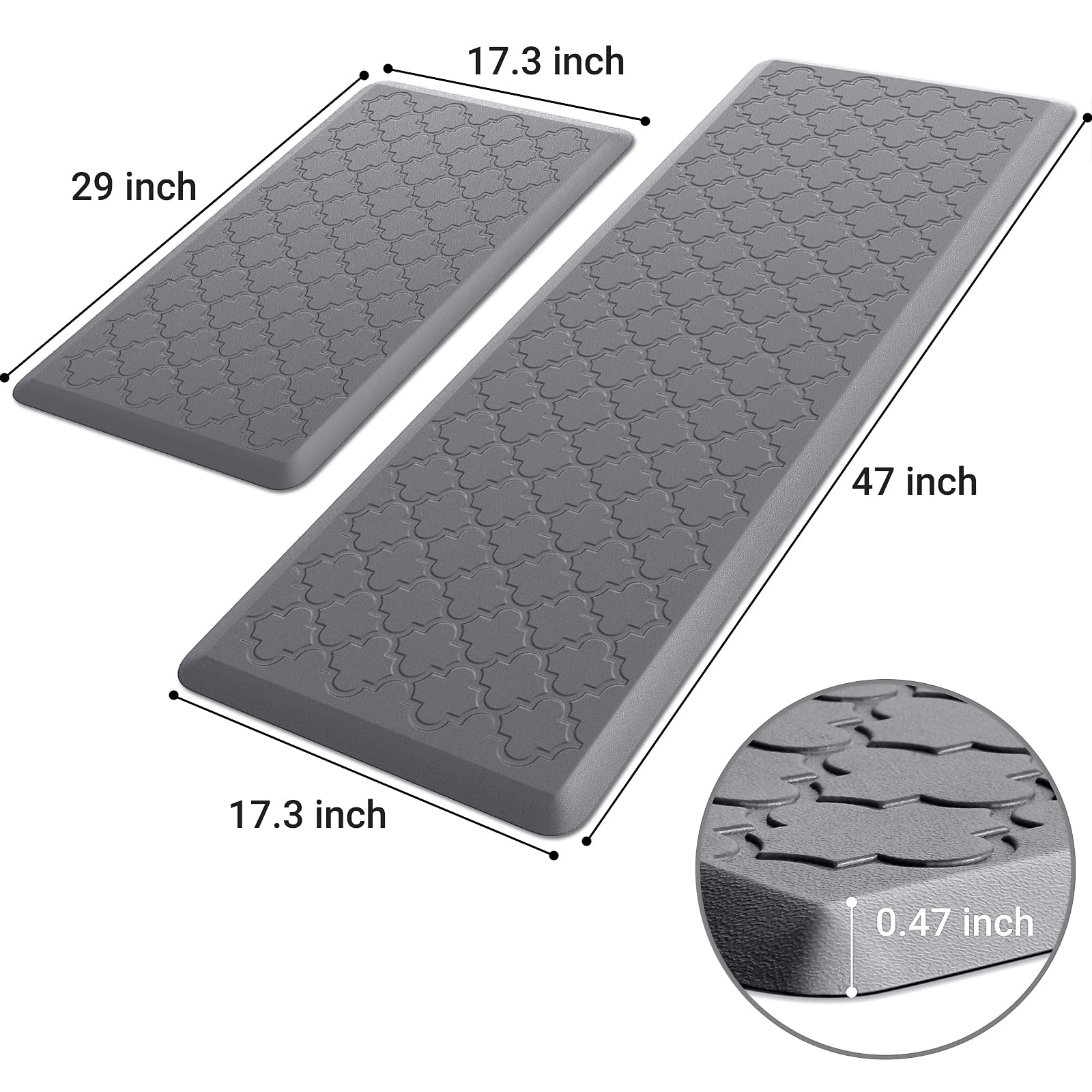 Kitchen Mat 2 PCS Cushioned Anti-Fatigue Floor Mat Standing Mat for Kitchen