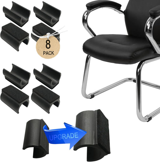 Rectangle U Shaped Chair Leg Tips Cap with Felt Pads,Furniture Feet Protectors Slide Smoothly Glides,Protect Hardwood Floor No Scratches No Noise,Fit 19mm(3/4inch) Diameter Tubular Legs (Black 8PCS)