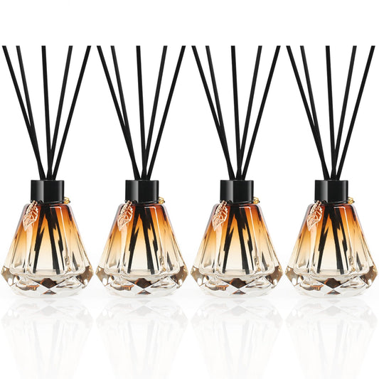 Reed Diffuser Set, 4 Empty Bottles with 20 Sticks, Diamond Style (4 PCS Black)