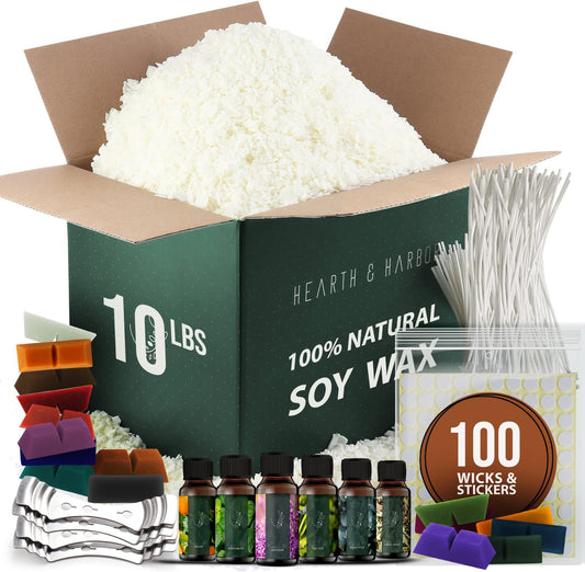Hearth & Harbor Organic Soy Candle Wax for Candle Making, Premium 10 lbs Natural Candles Making