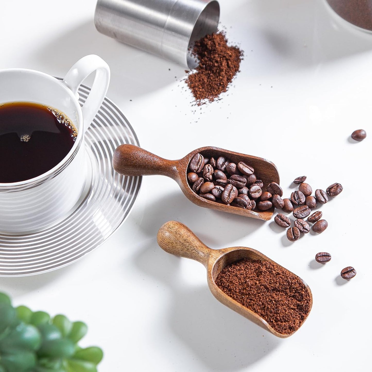 Wooden Scoops for Canisters 4PCS Acacia Wooden Scoop for Jars Mini Measuring Spoons for Ground Coffee Scoops Wood Scoops for Seasoning Bath Salt Laundry Detergent Shovel Measuring-Multipurpose