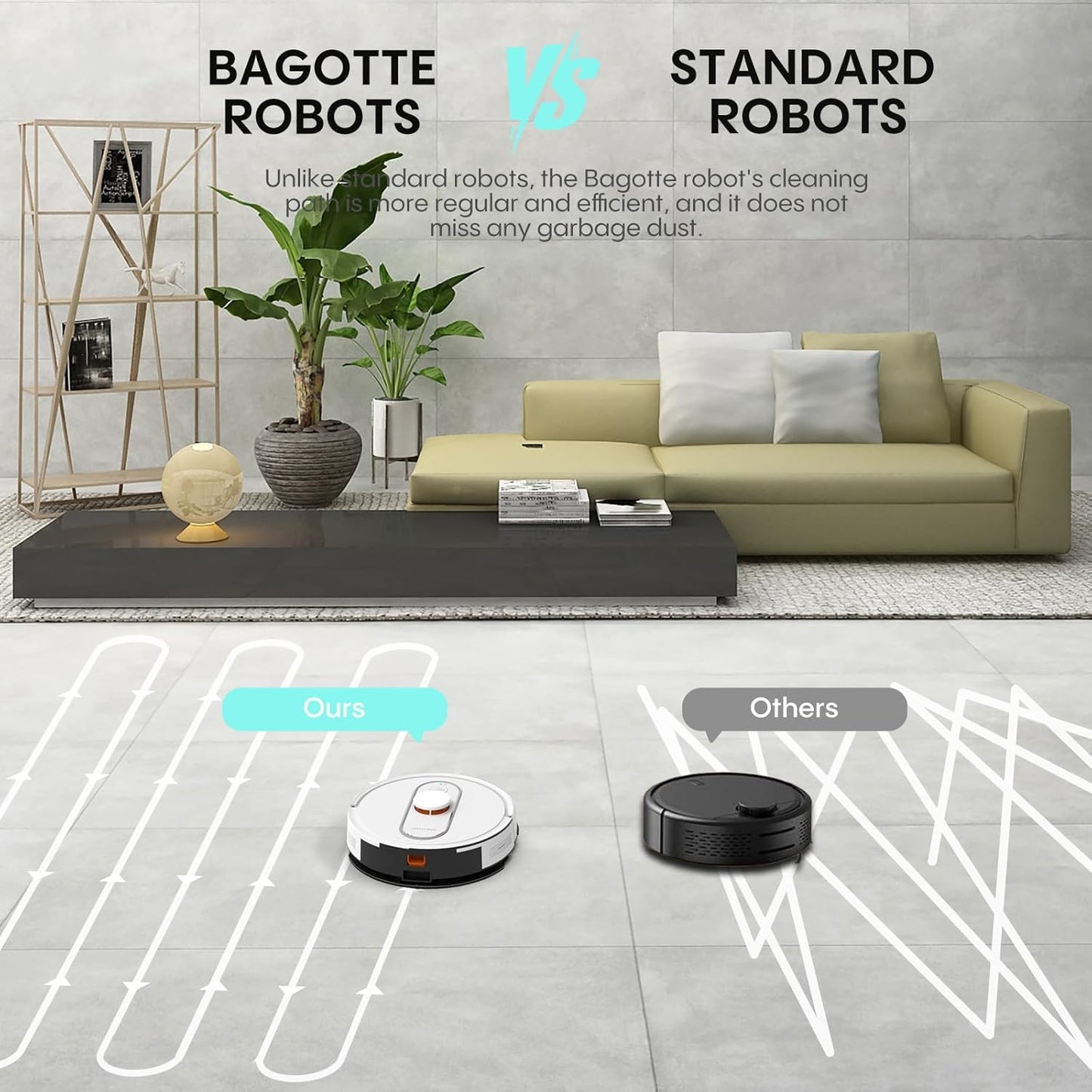 Bagotte Robot Vacuum and Mop Self Emptying, 5000Pa Suction, 60-Day Hands-Free, LiDAR Navigation, Smart Mapping, No-Go Zones, Wi-Fi/Alexa App Control for Pet Hair, Hard Floors, Carpets