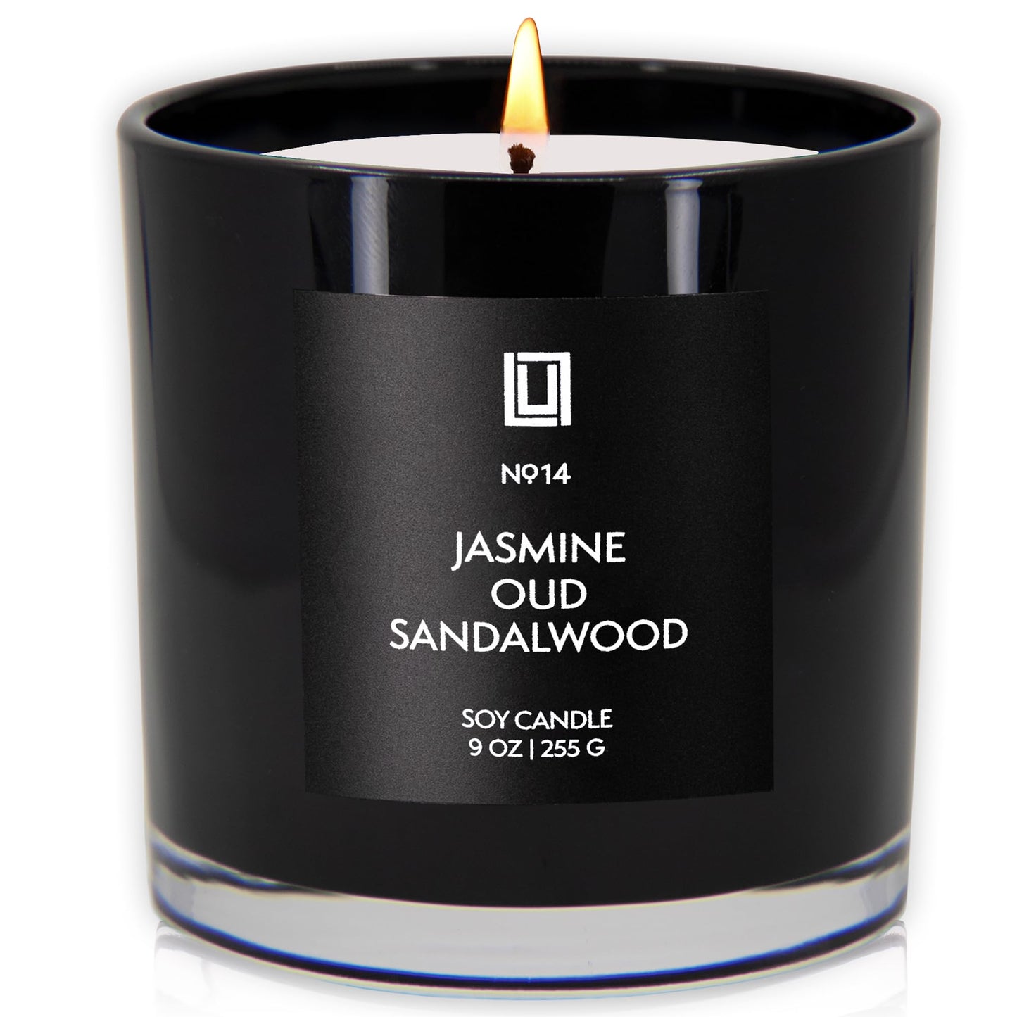 Lulu Candles Jasmine, Oud & Sandalwood Scented Soy Blend Jar Candle, 9 Oz.