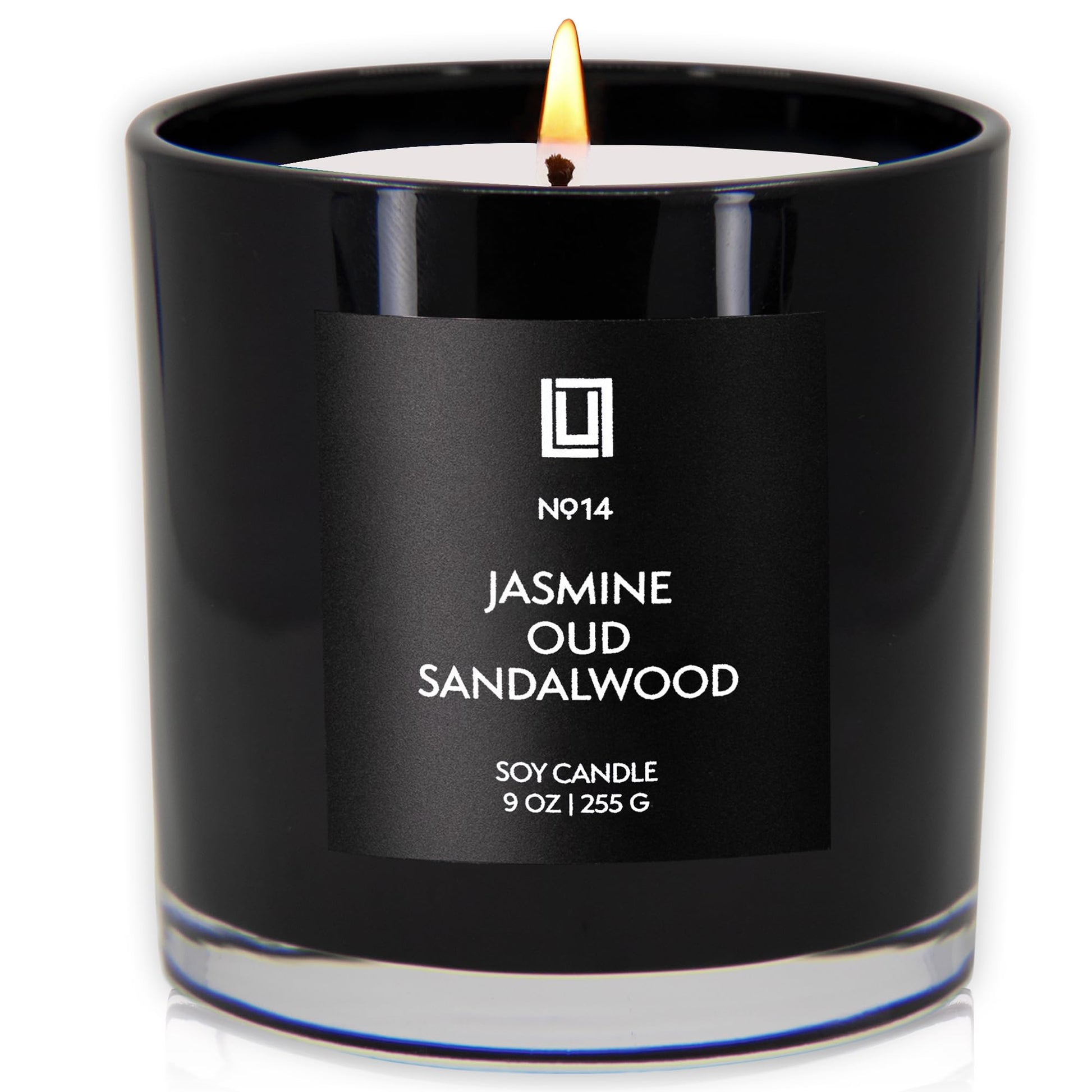 Lulu Candles Jasmine, Oud & Sandalwood Scented Soy Blend Jar Candle, 9 Oz.