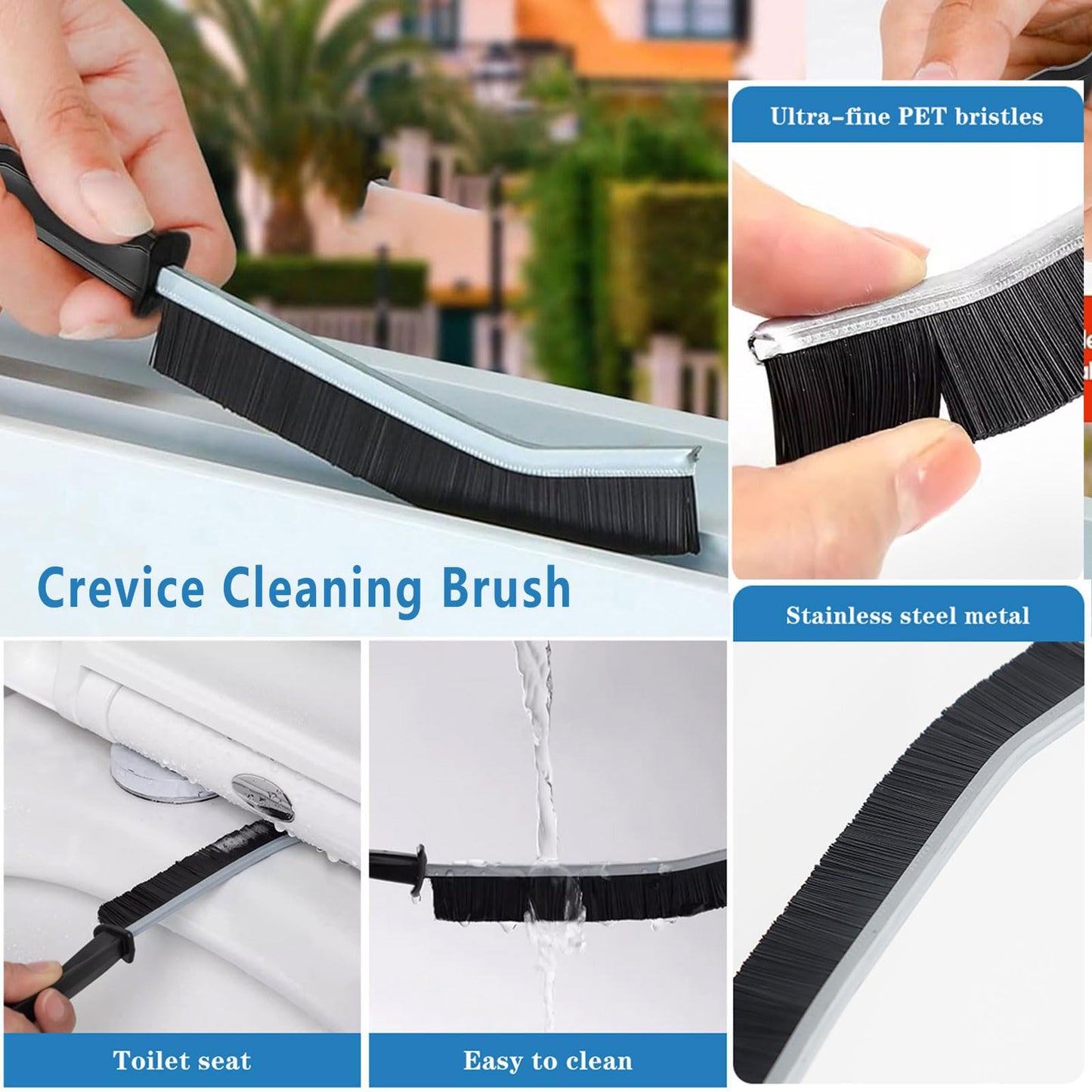 Crevice Cleaning Brush 12-Pack - Heavy Duty Hard Bristle Gap Brush for Deep Cleaning - Ultra-Thin