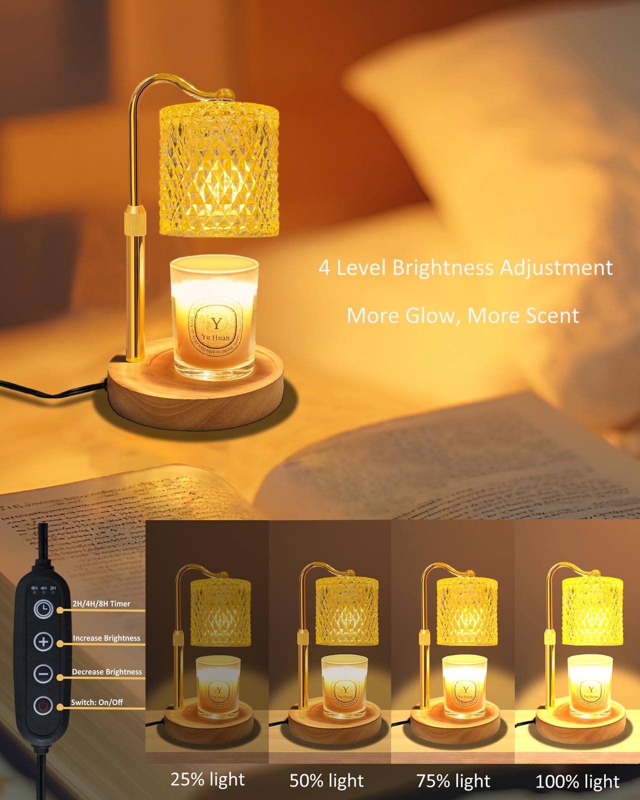Pyong Candle Warmer Lamp with Timer Dimmer Adjustable Height, Birthday Gifts for Women, Candle