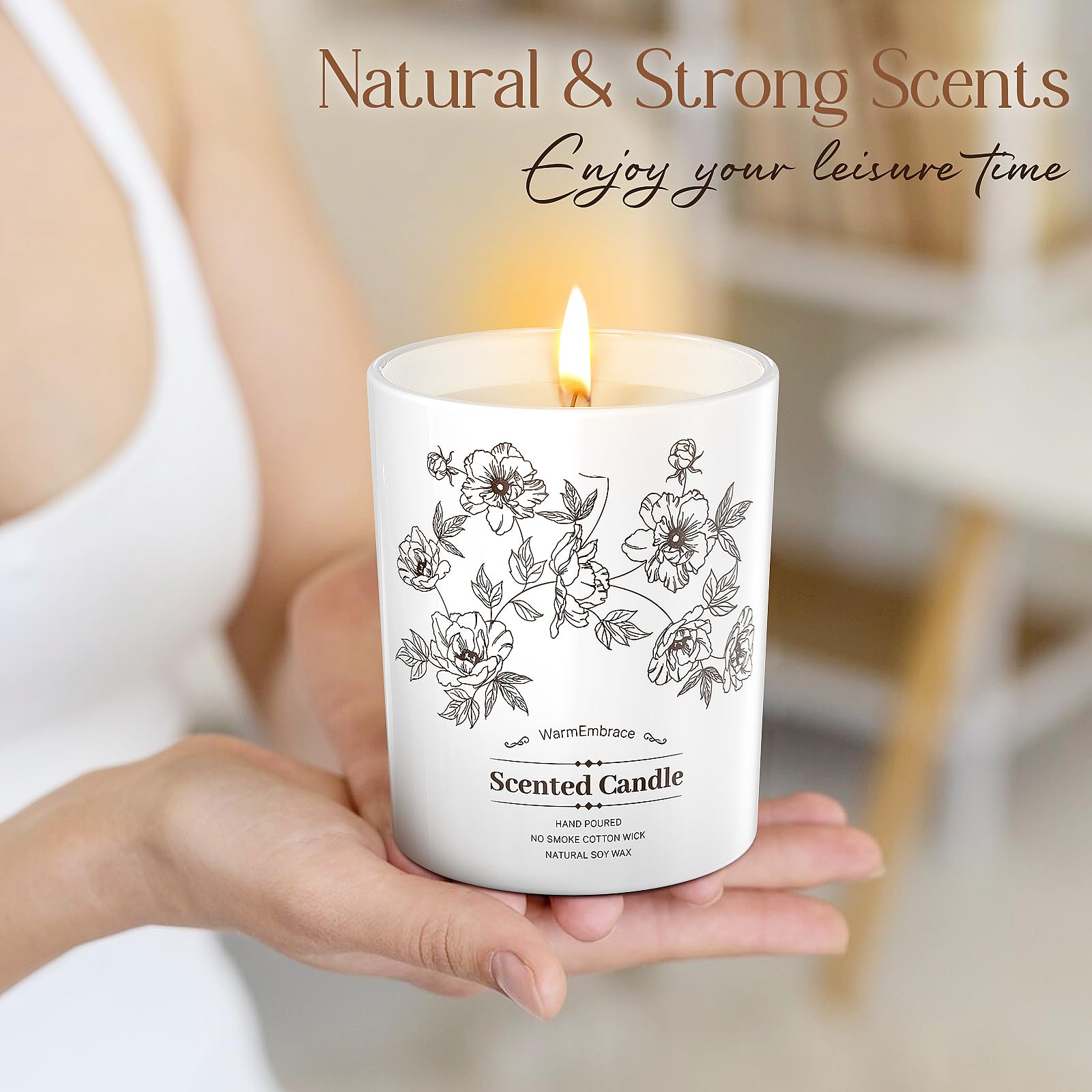 WarmEmbrace Deluxe Scented Candle for Women & Men, Vanilla Coconut, 8 Oz