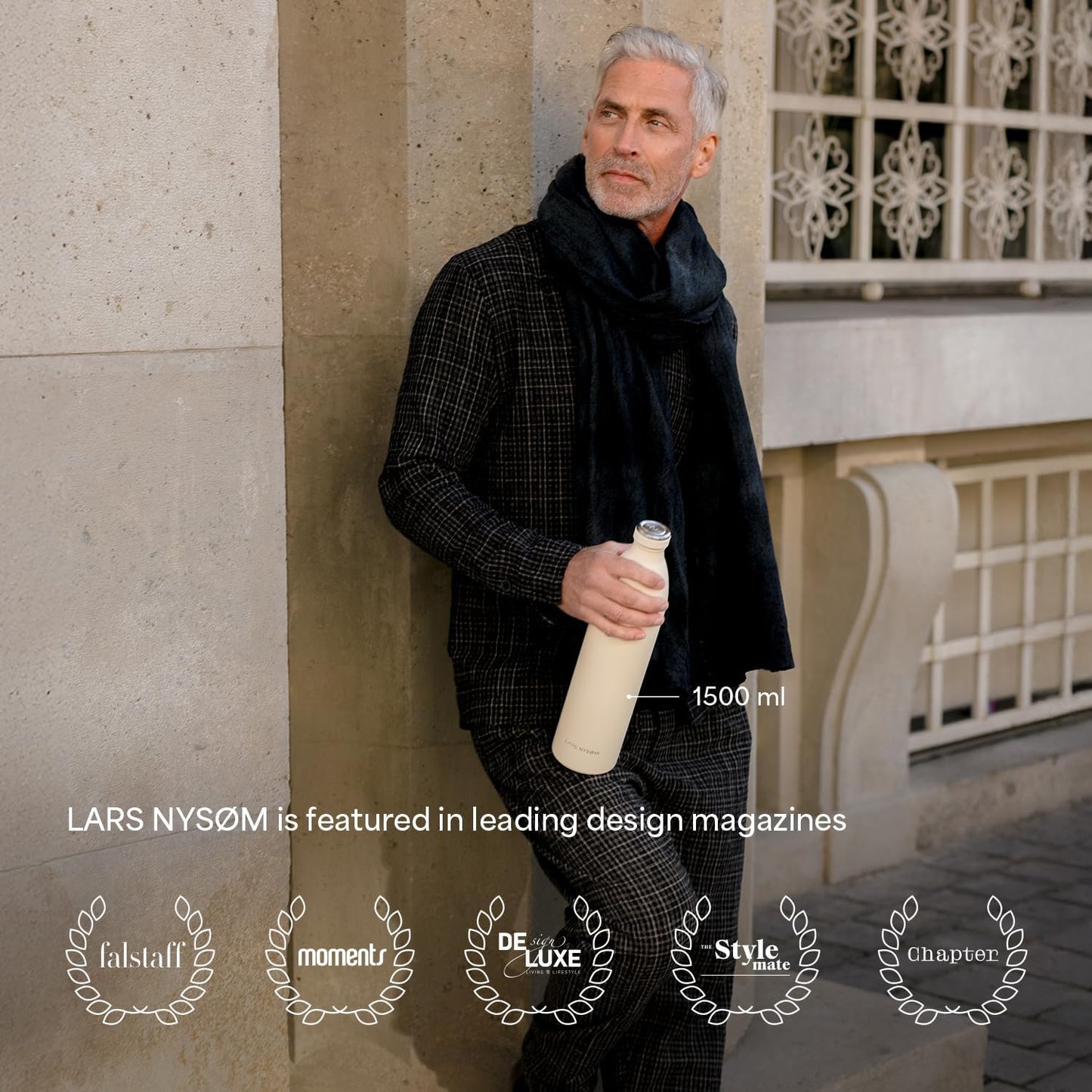 LARS NYSØM Stainless Steel Insulated Water Bottle 12oz 17oz 25oz 34oz 51oz | Insulated Thermo Flask for Hot and Cold Beverages | Leakproof Drinking Bottle (Pine Green, 17oz)