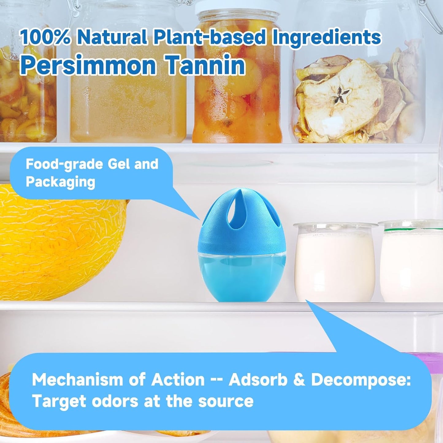 Refrigerator Deodorizer 3 Pack, Natural Plant Fridge Deodorizer More Effective Than Baking Soda, Long-Lasting Odor Eliminator for Refrigerator, Air Freshener for Kitchen, Shoe Cabinet, Pet Areas