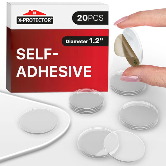 X-Protector Glass Table Top Bumpers - 20 PCS 1.2"- Self-Adhesive Glass Table Top Anti Slip Pads - Clear Rubber Glass Table Top Grippers - Glass Table Protector to Keep Glass Table Top from Sliding!