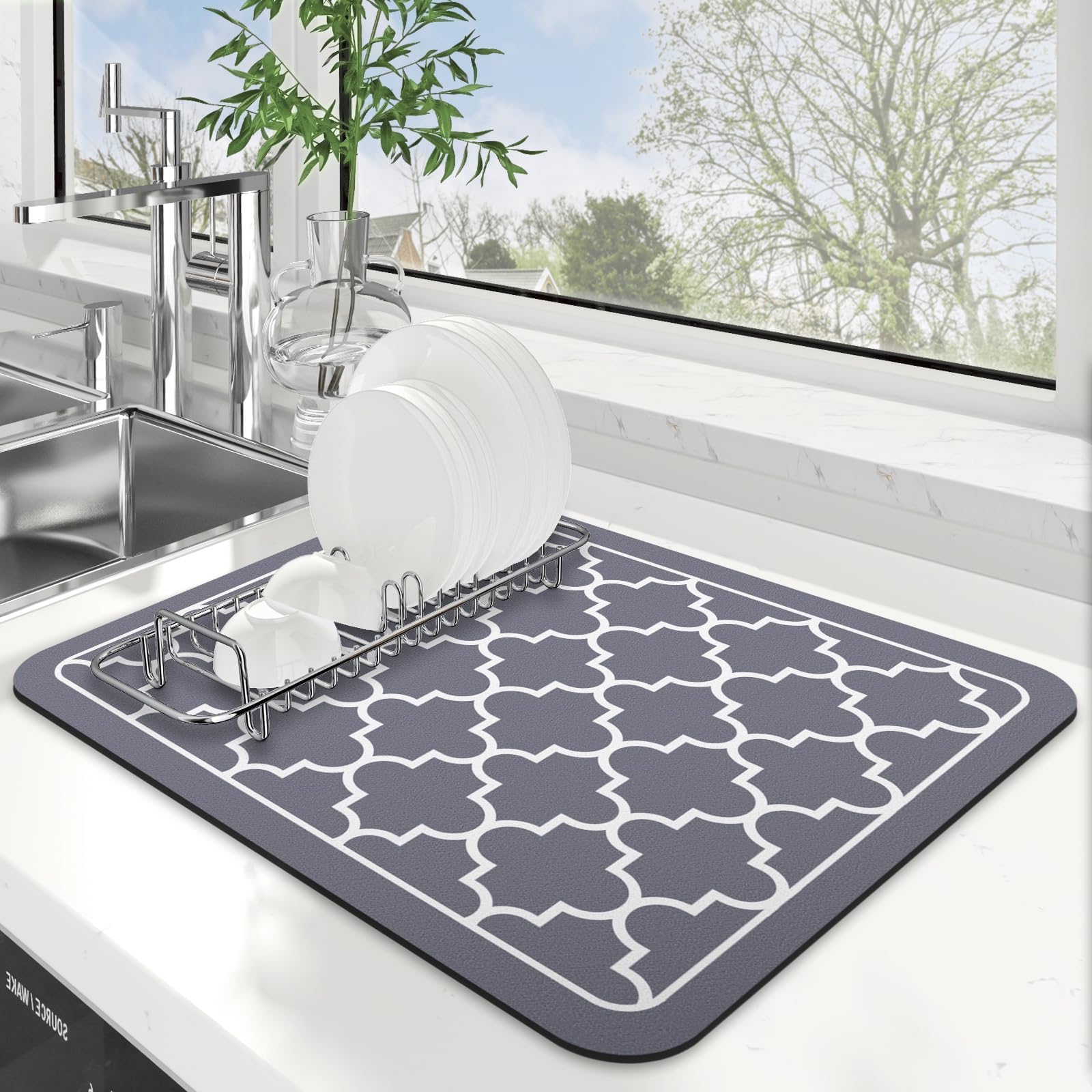Dish Drying Mat Absorbent Dish Drying Mats for Kitchen Counter 15"x 18"