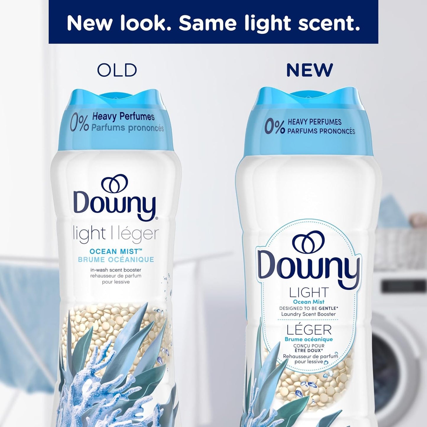 Downy Light Laundry Scent Booster Beads for Washer, Ocean Mist, 24 oz, with No Heavy Perfumes