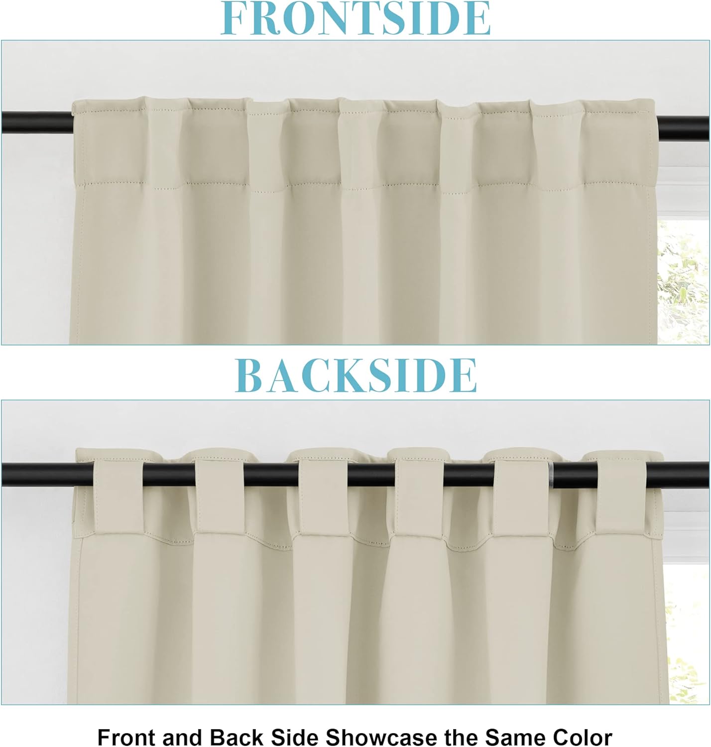 RYB HOME Blackout Curtains for Living Room, Back Tab & Rod Pocket Top Insulating Window Decor for Bedroom Dining Classroom Home Office, W 62 x L 72, Beige, 2 Panels