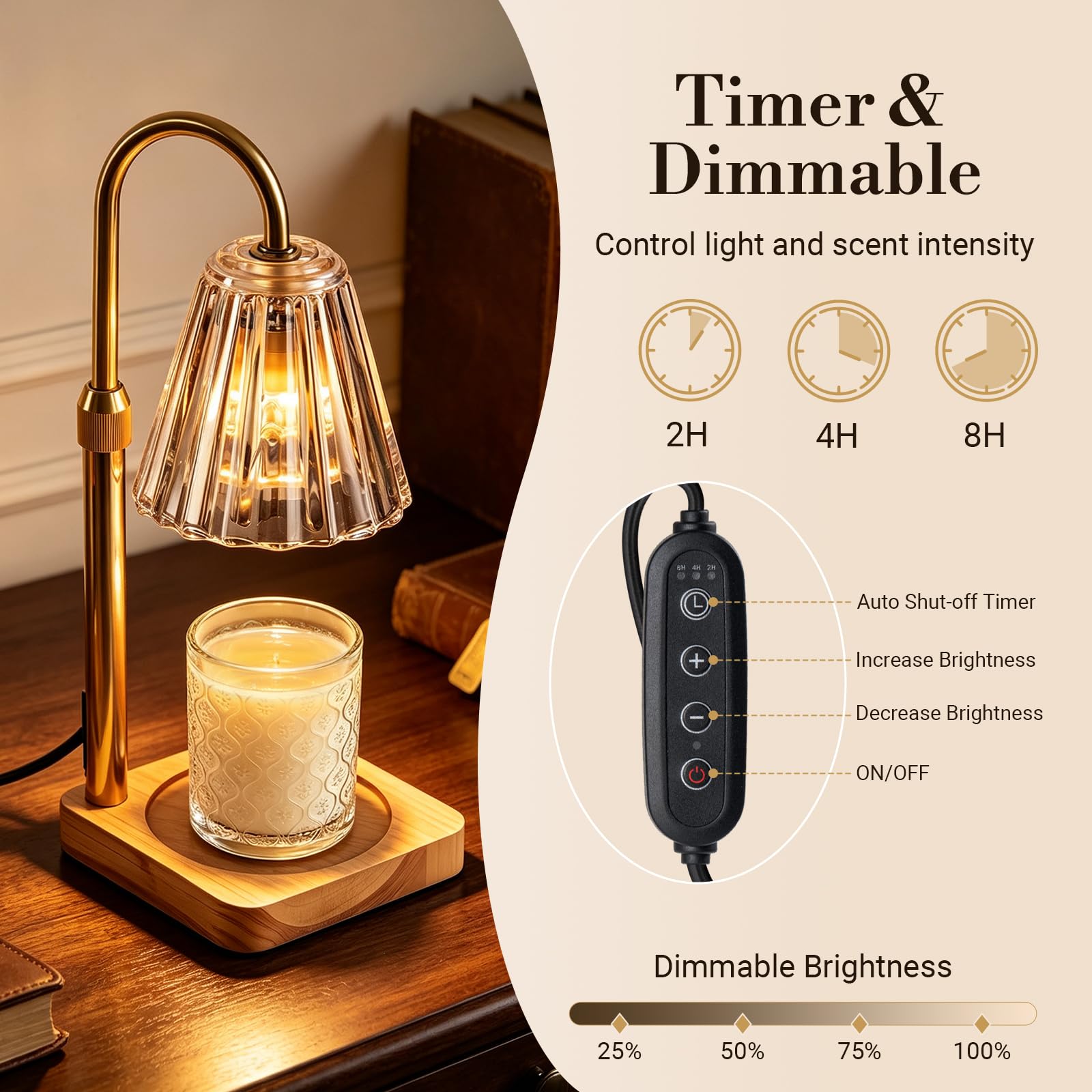 Marycele Candle Warmer Lamp with Timer & Dimmer, Gifts for Mom Office Decor