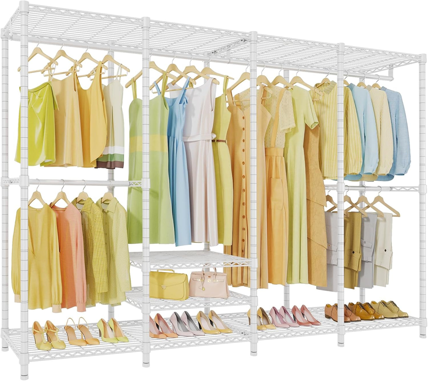 VIPEK V40 Plus Extra Large Clothes Rack Heavy Duty Clothing Rack for Hanging Clothes, Multi-Functional Closet Organizer System Freestanding Wardrobe Closet for Bedroom, Max Load 1300lbs, White