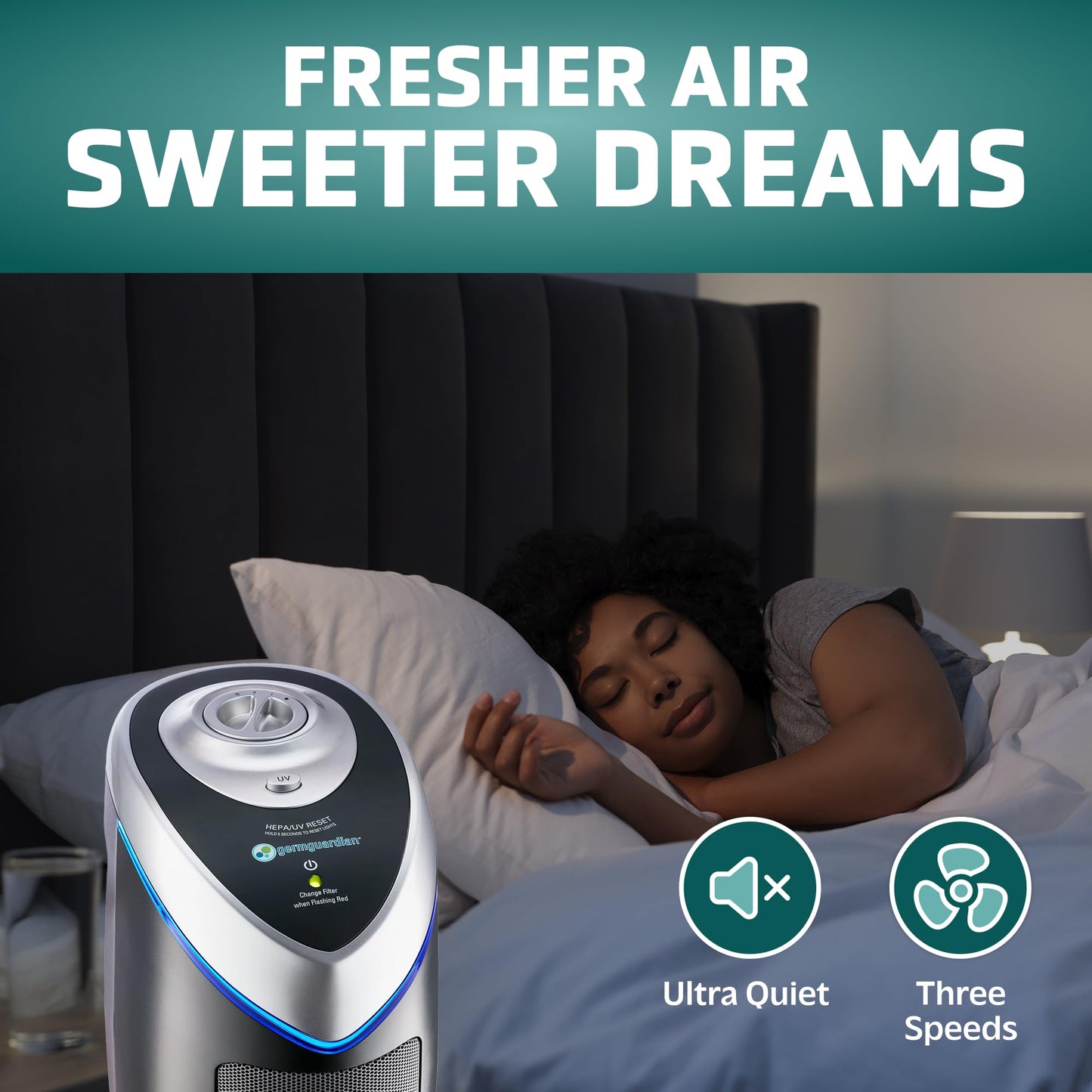 GermGuardian HEPA Air Purifier - Large Room Air Purifier for Bedroom, Office, Dorm, and Home