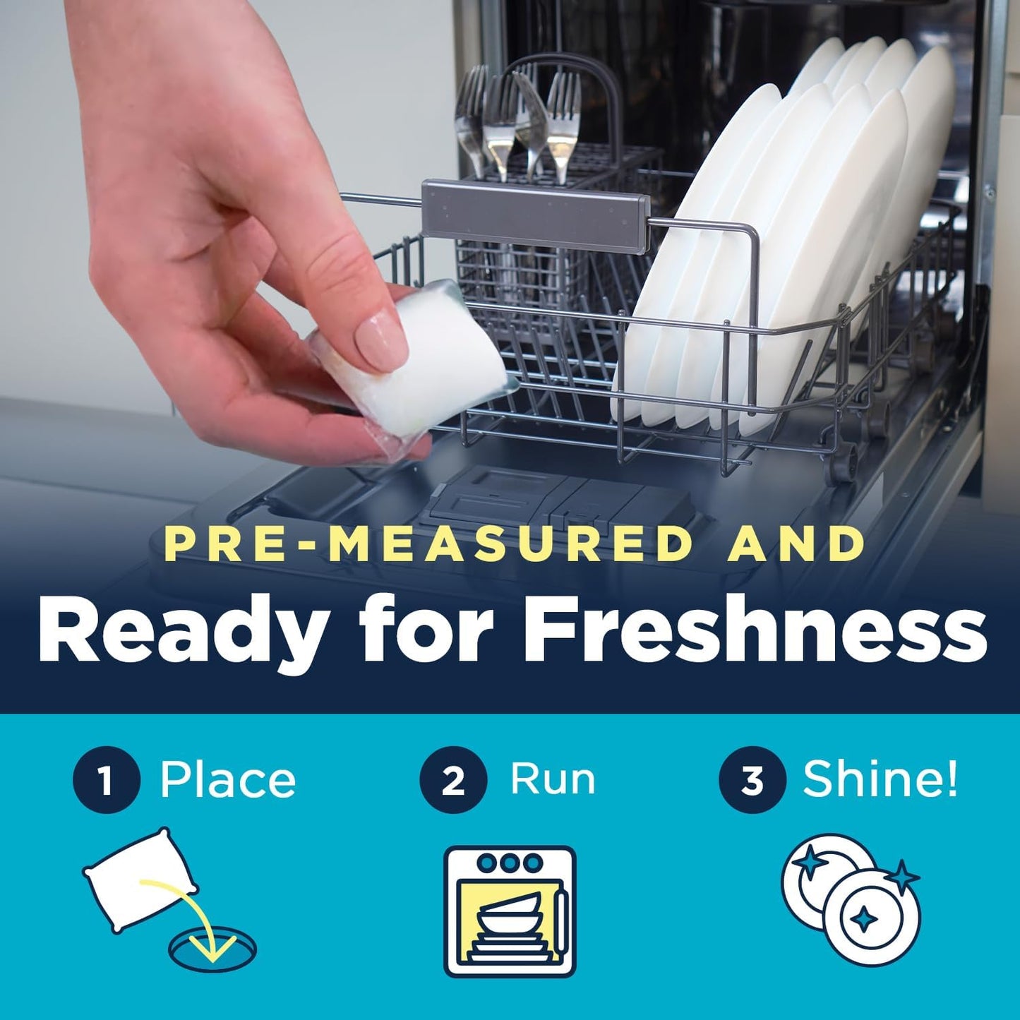 Nature Clean All Natural Dishwasher Pods, Plant-Based Non-Toxic Dishwasher Detergent Pods, Tough on Grease, Unscented Fragrance-free, 60 Count, Pack of 4