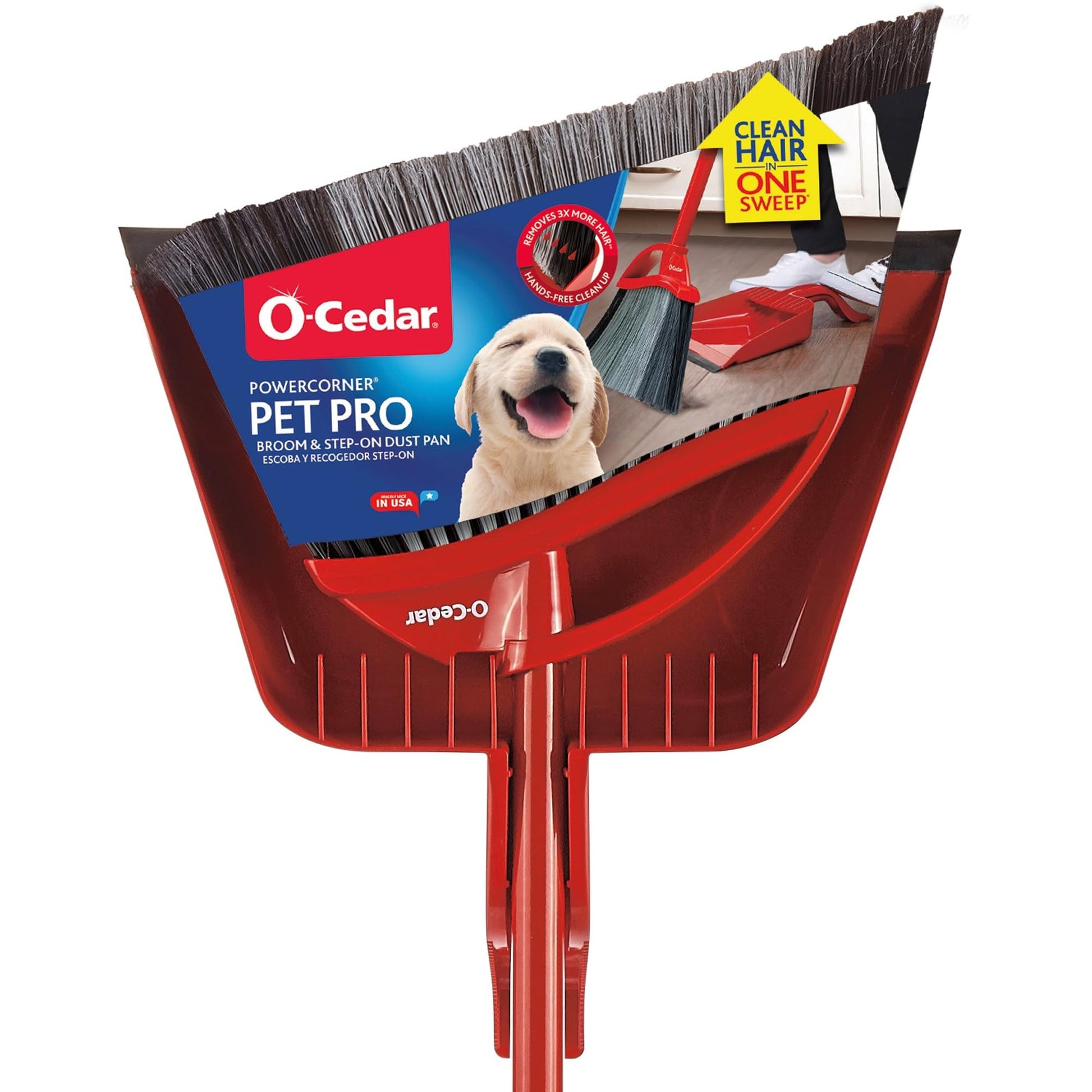 O-Cedar Pet Pro Broom with Step-On Dustpan | Remove 99% with One Sweep | Removes 3 Times More Pet