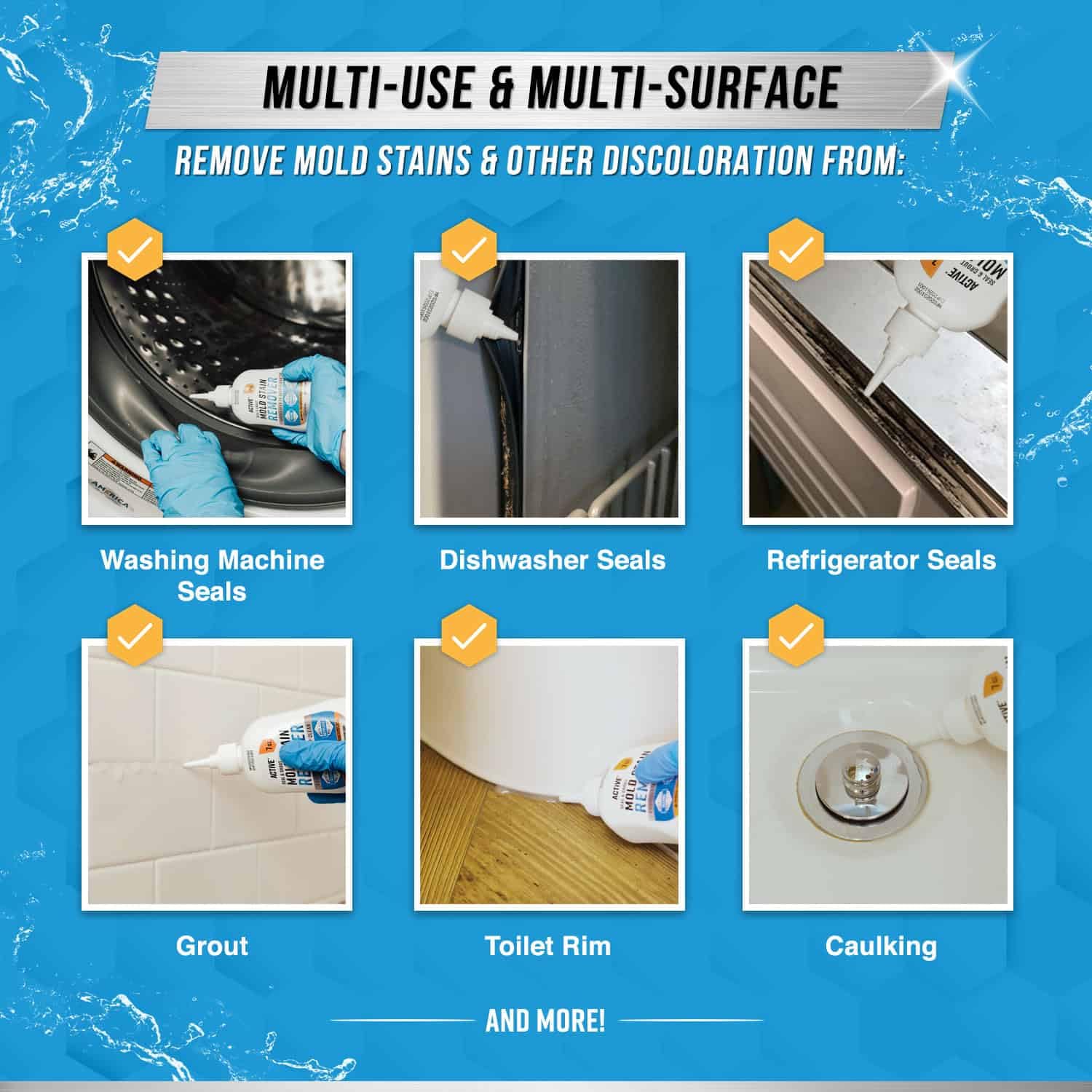 ACTIVE Mold Stain Remover Gel Cleaner Heavy Duty Stain Cleaner for Front Loader Washing Machine