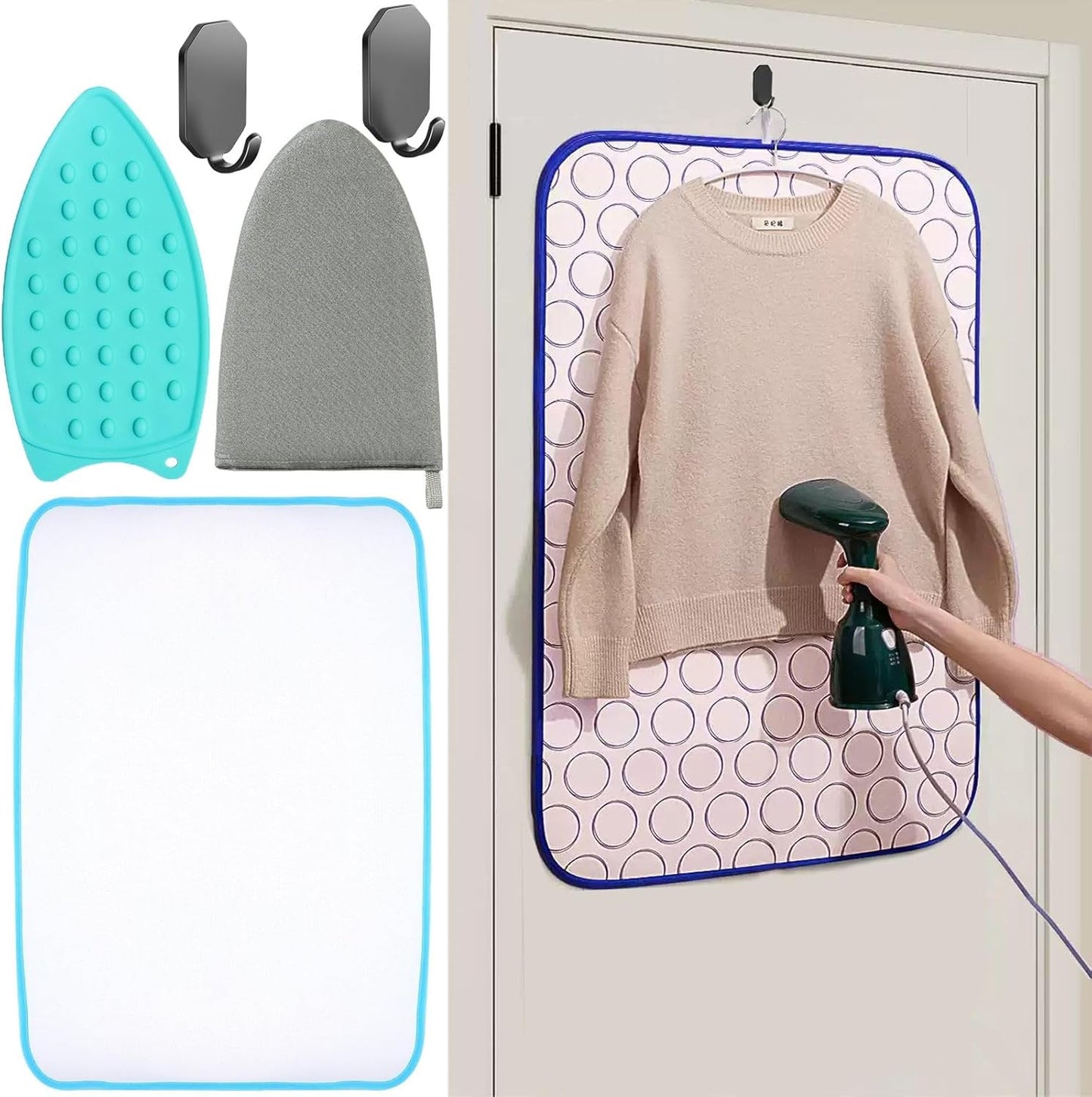 Portable Ironing Mat for Table Top Ironing Pad for Countertop Thick Ironing Blanket Over The Door Steamer Pad Washer Dryer Heat Resistant Pad Cover Travel Ironing Board (Medium 31.5"x23.6")