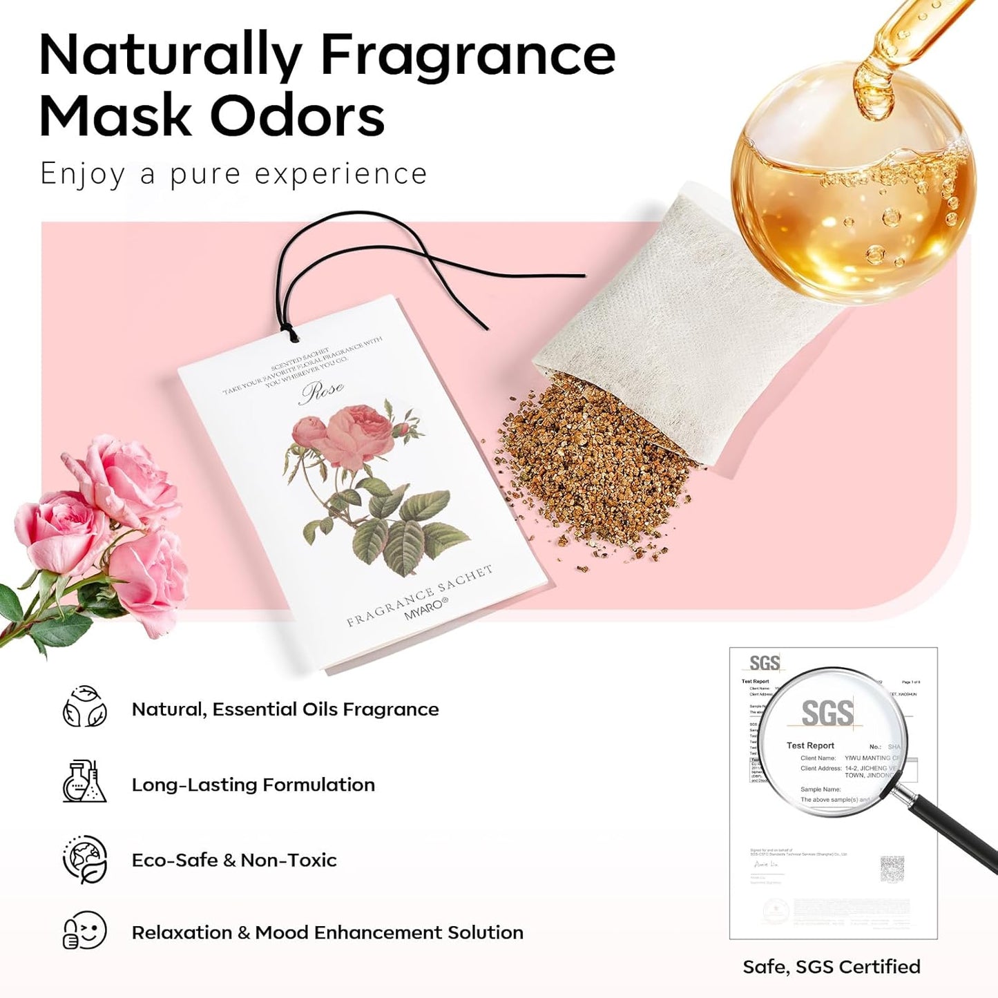 12 Pcs Rose Sachets Long Lasting Air Freshener Fragrance Potpourri Bags Odor Eliminator for Home Closet Drawer Deodorizer