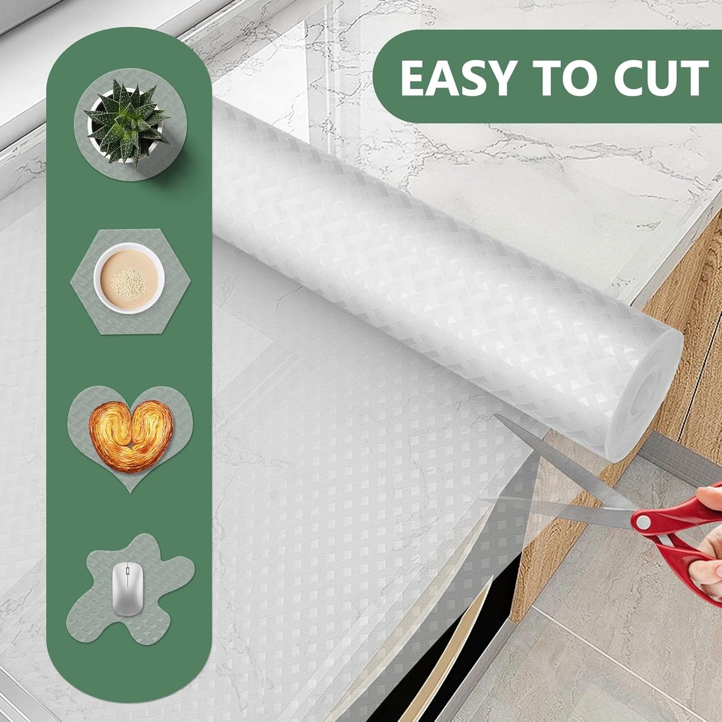 Shelf Liners, Non-Adhesive Drawer Liner, Waterproof & Oil-Proof Kitchen Cabinet Cupboard Liner Plastic EVA Material BPA Free Fridge Liner Mats Paper Protector for Shelves (Clear/12in x 120in)