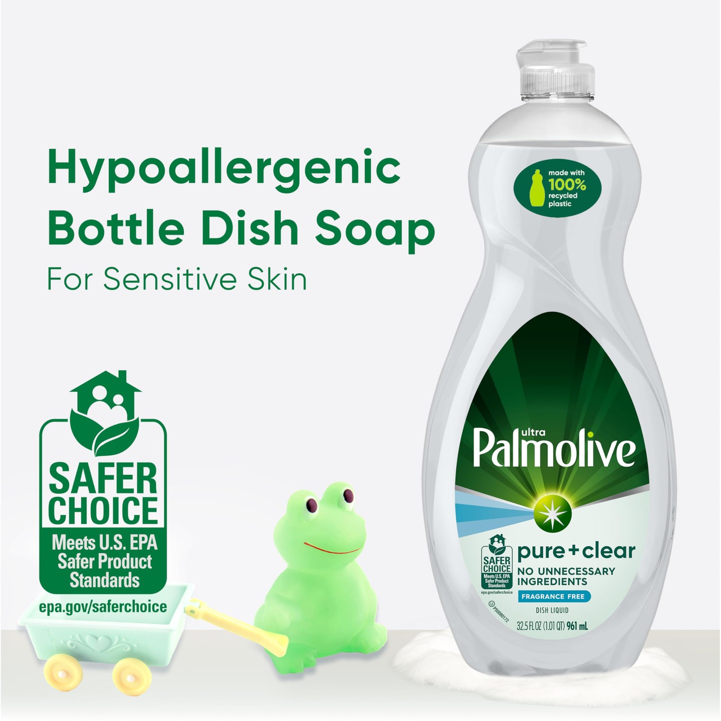 Palmolive Ultra Dishwashing Liquid Dish Soap, Pure + Clear Fragrance Free - 32.5 Fluid Ounce