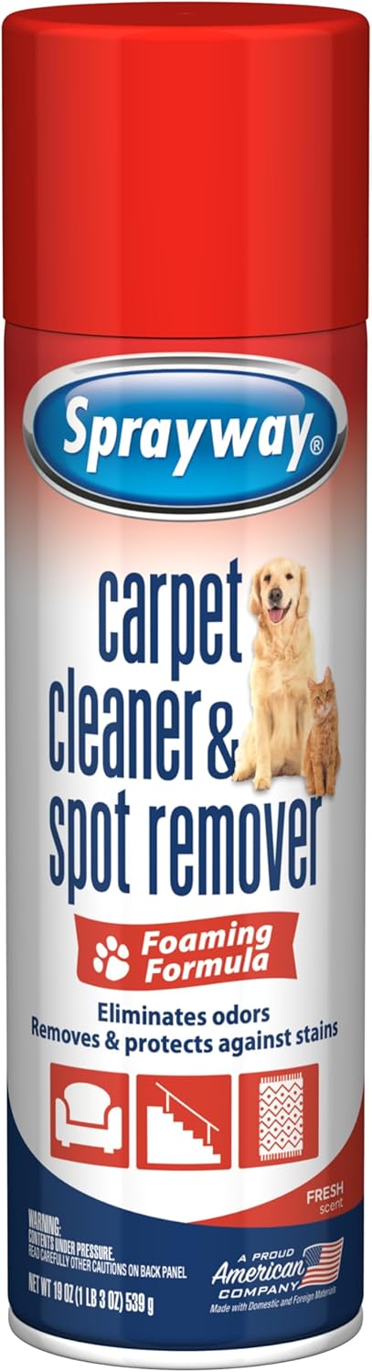 Sprayway Carpet Cleaner (Pet), 19oz, Pack of 6 | Removes Pet Stains & Odors, Foaming Action | Deep Cleans Carpets & Upholstery | Fresh Scent, Quick-Drying Formula