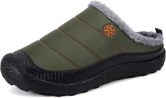 Womens Mens House Slippers Slip on Snow Winter Warm Fully Fur Lined Slippers Indoor Outdoor Shoes