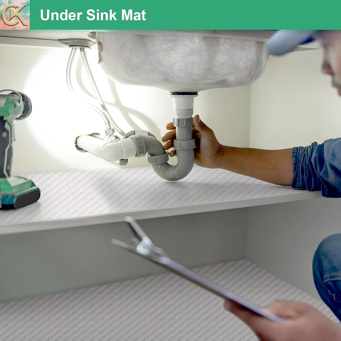 Self-Adhesive Shelf Liner Kitchen Liner, Waterproof Backed Paper Easy Peel and Stick Contact Liner Without Residue for Decor Your Desk Surface, Kitchen Countertops (White, 35.4 x 118.1 inches)