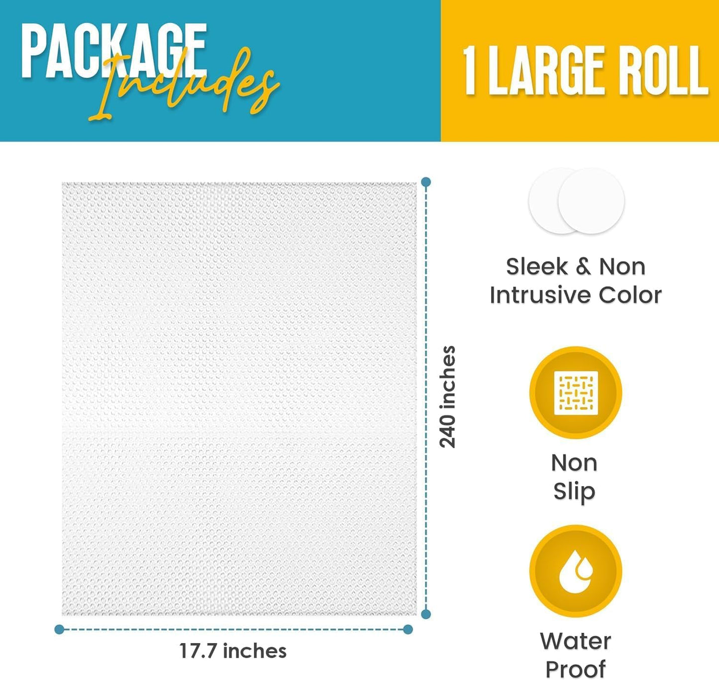 Shelf Liner Drawer Liner for Kitchen Cabinets Non-Adhesive by Linda’s Essentials (17.7 x 240 Inches) - Non-Slip Easy Clean Kitchen Cabinet and Cupboard Protector, Waterproof Mat, Clear Roll