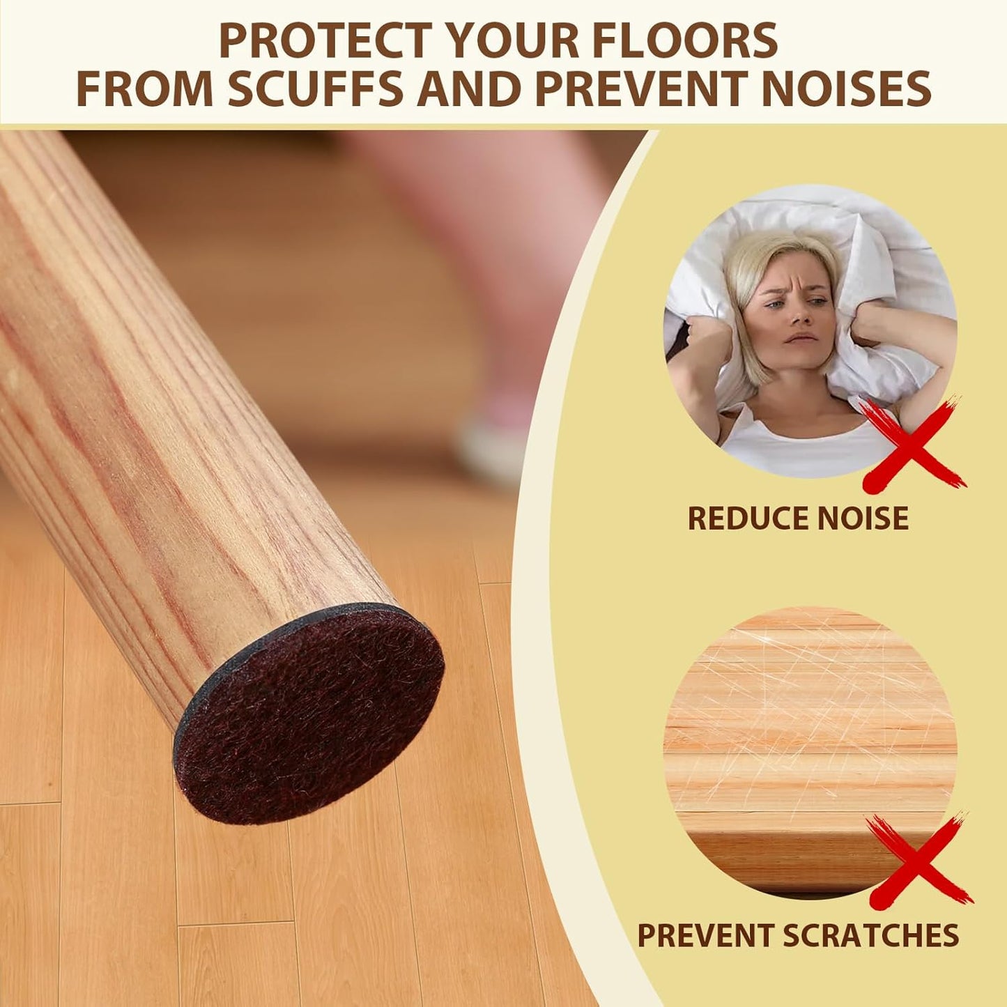 Ezprotekt 330 Pcs Felt Furniture Pads for Hardwoods Floors, Self Adhesive Cuttable Chair Felt Pads, Anti-Scratch Furniture Feet Floor Protectors Pads for Desk Sofa Bed Table Cabinet (Brown)