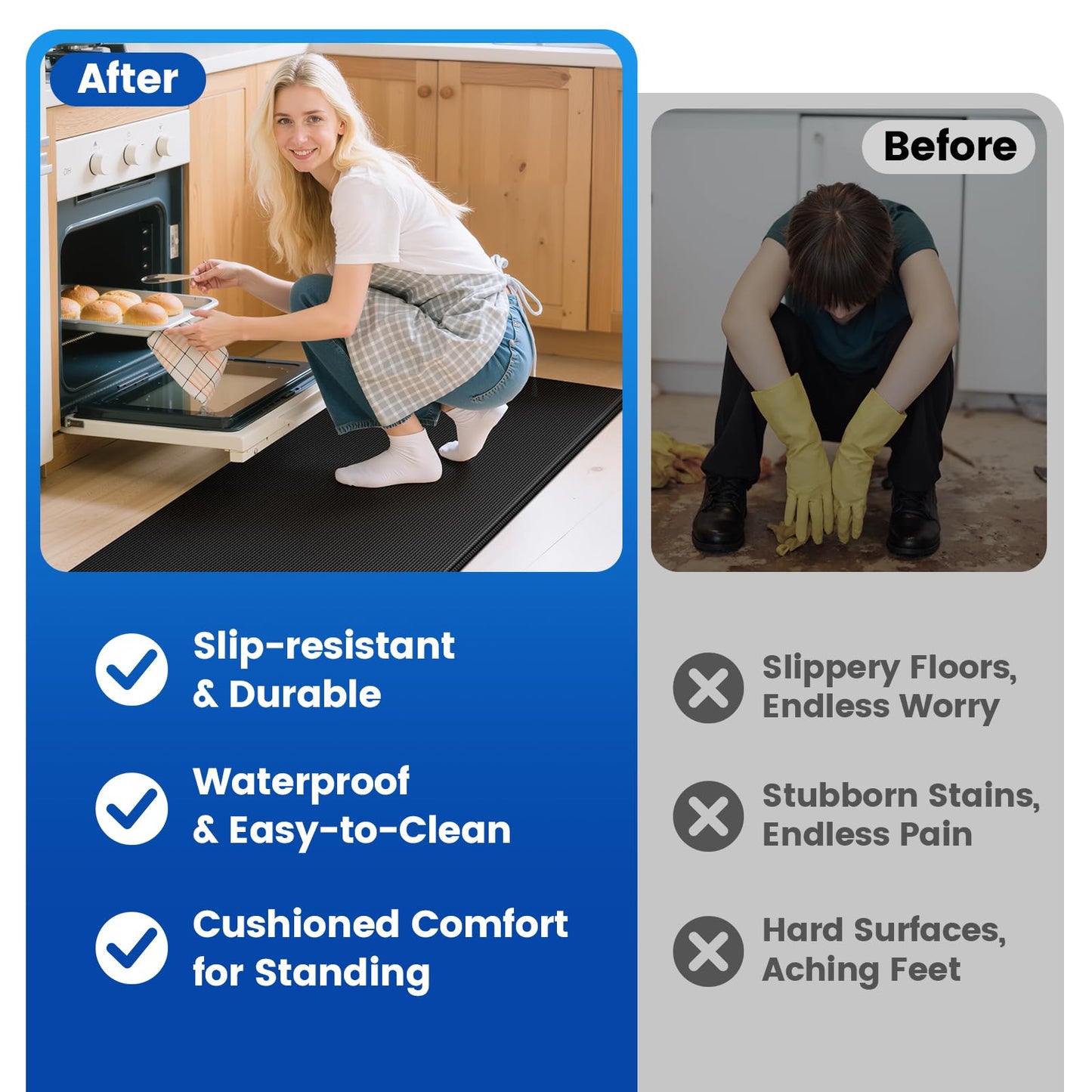 KitchenClouds Kitchen Mats for Floor,3PCS Cushioned Soft Kitchen Rugs