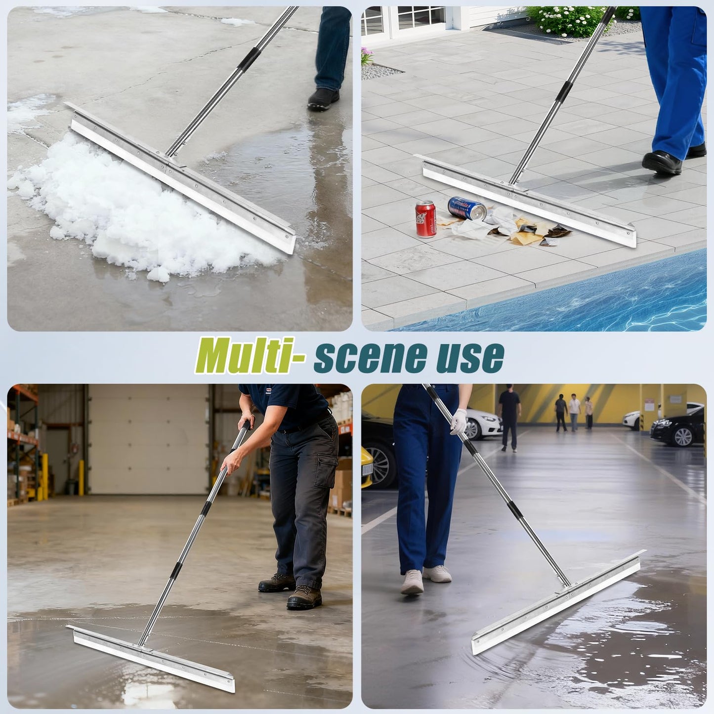 Heavy-Duty Large Floor Squeegee for Concrete, 33.4" Commercial Silicone Blade Squeegee for Floor