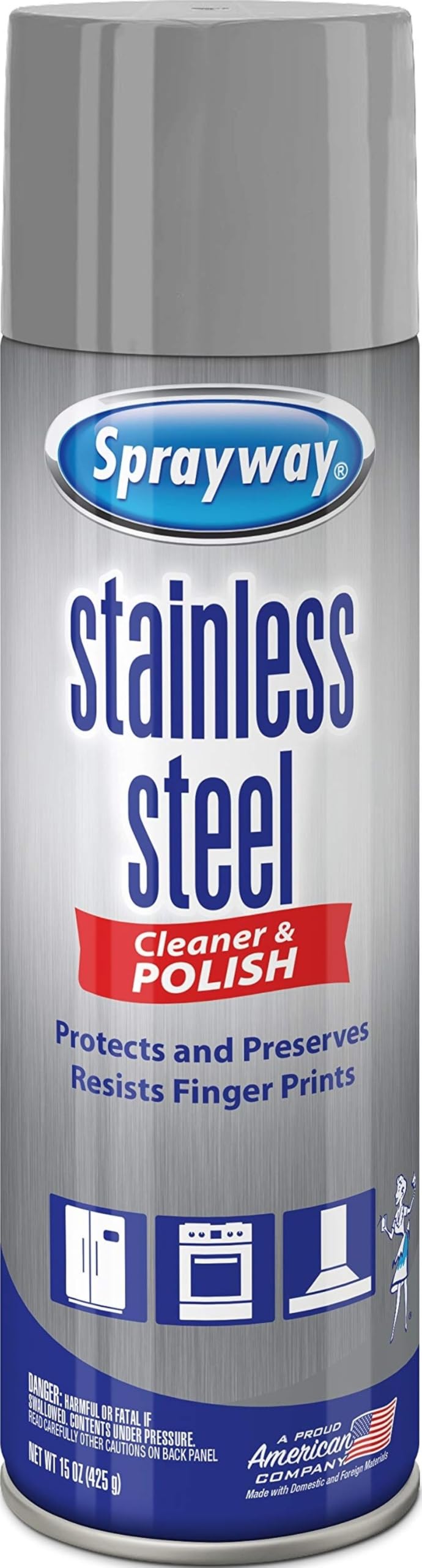 Sprayway Water-Based Stainless Steel Cleaner, 15 Fl Oz (Pack of 1)