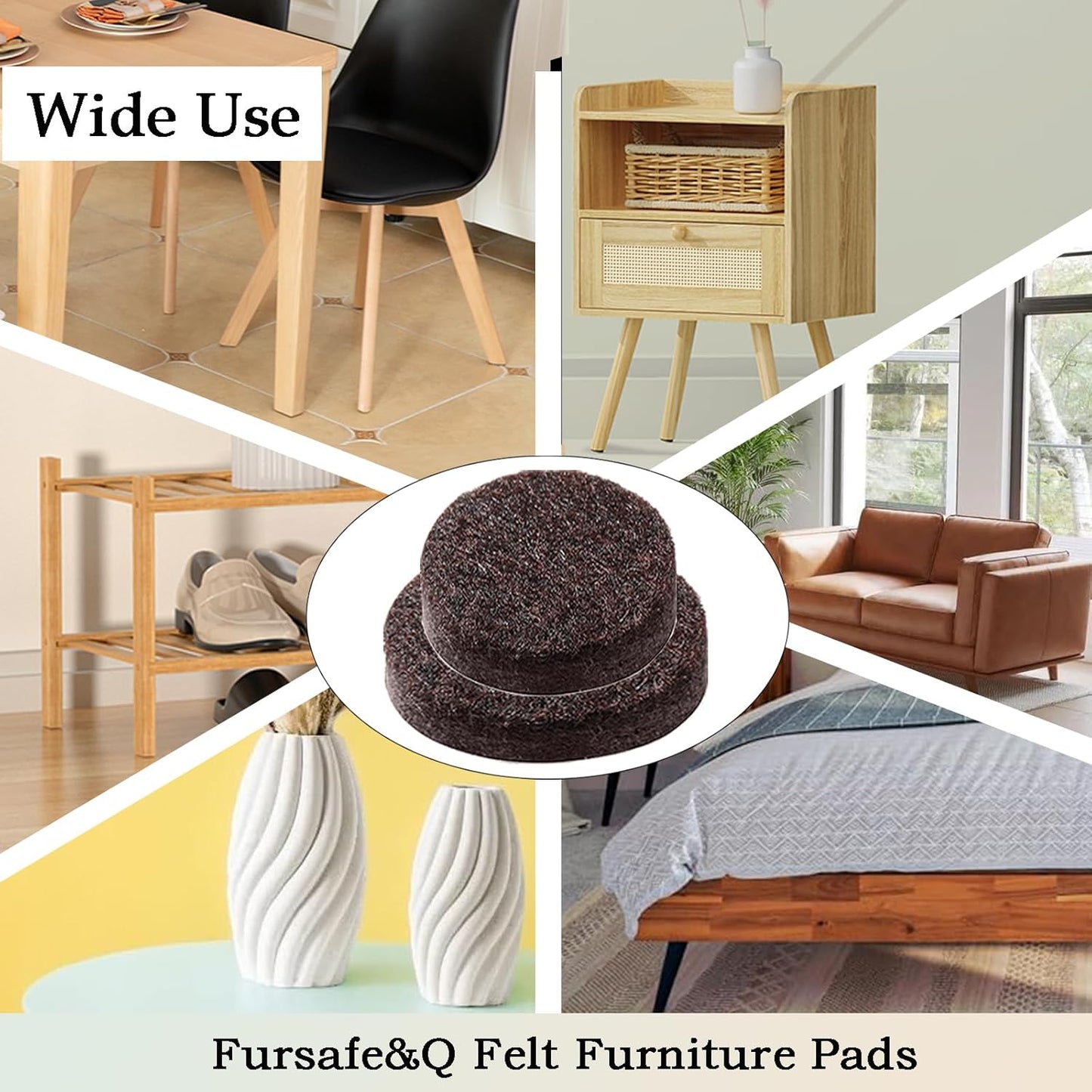 Fursafe&Q Felt Furniture Pads, Furniture Felt Pads for Hardwood Floors -Self Adhesive Chair Leg