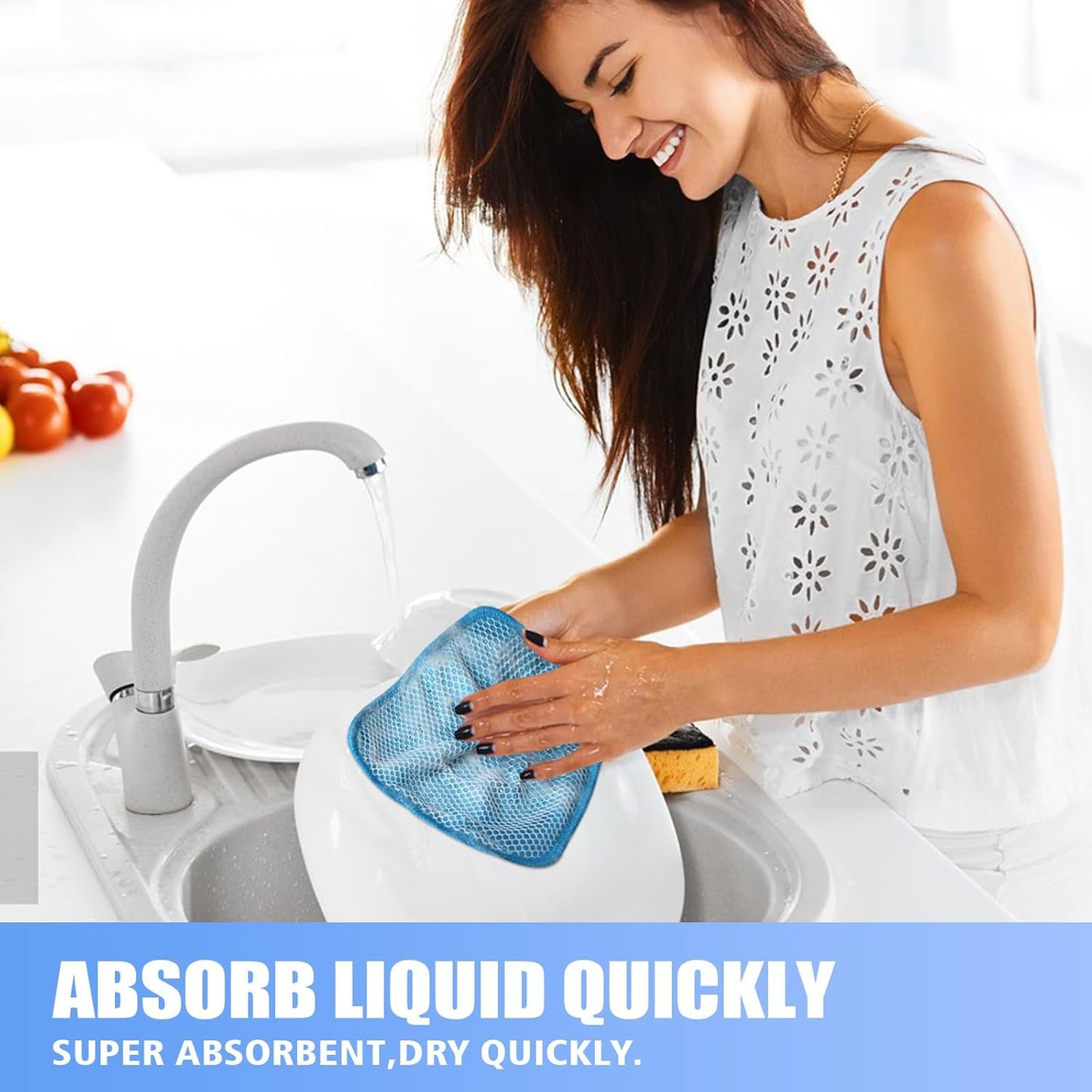 KinHwa Kitchen Washcloths for Dishes Absorbent Microfiber Dish Cloths Quick Dry Dish Rags with Poly Scour Scrub Side Ideal for Kitchen Cleaning (Mixing Colors #3, 7inchx7inch 9 Pack)