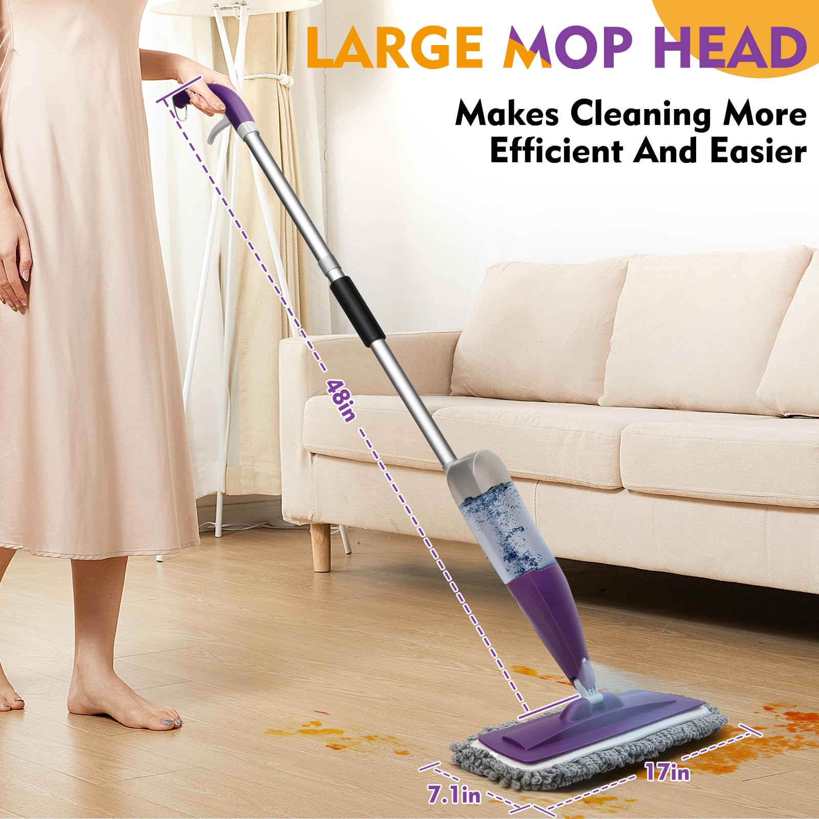 Microfiber Spray Mop for Floor Cleaning with Washable Pads,Dry Wet Use