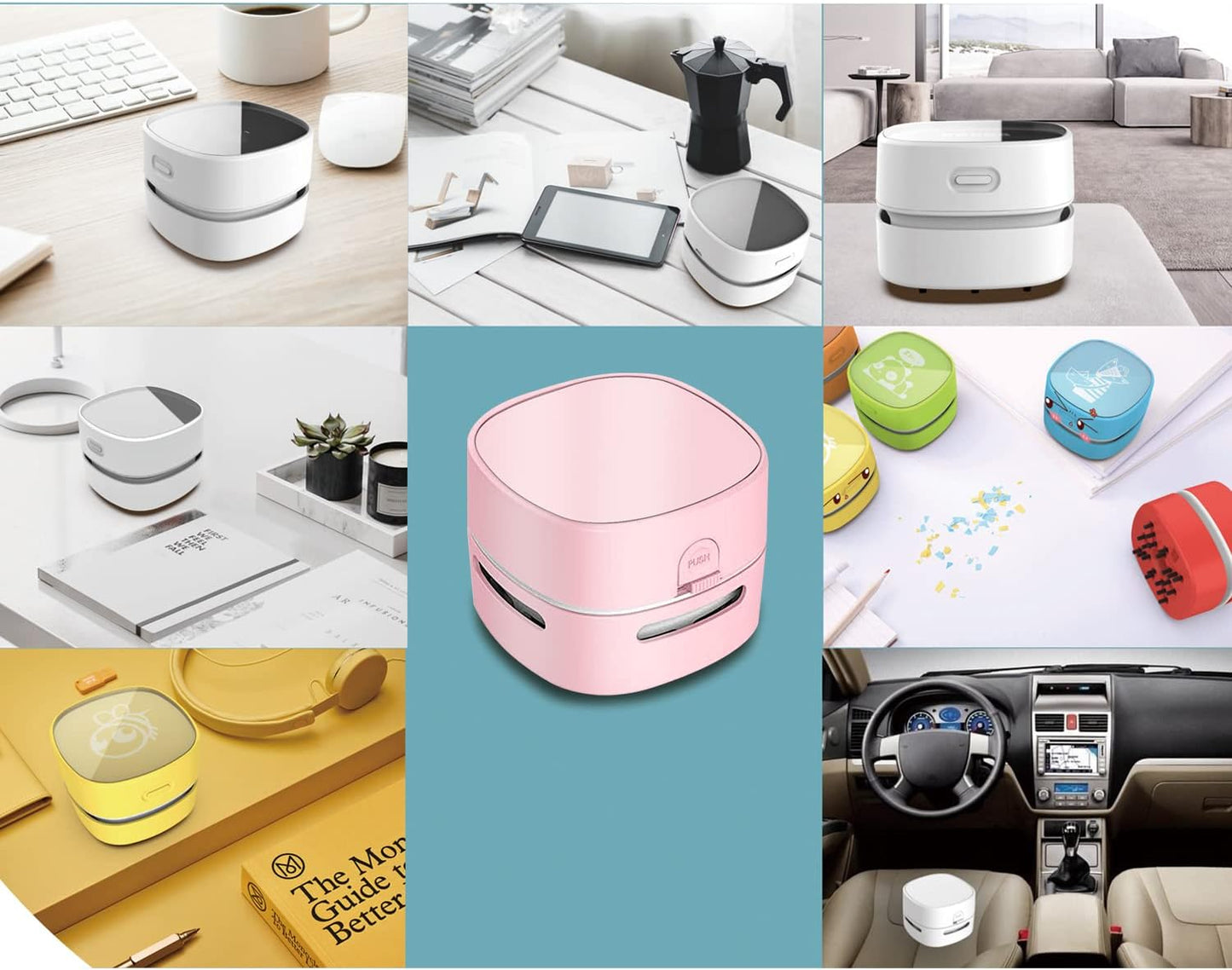 ODISTAR Desktop Vacuum Cleaner, Mini Table dust Sweeper Energy Saving,High Endurance up to 400 mins,360º Rotatable Design for Keyboard/Home/School/Office (Pink)