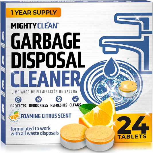 Garbage Disposal Cleaner And Deodorizer Tablets 24 Pack - 1 Year Supply Kitchen Sink Cleaner And
