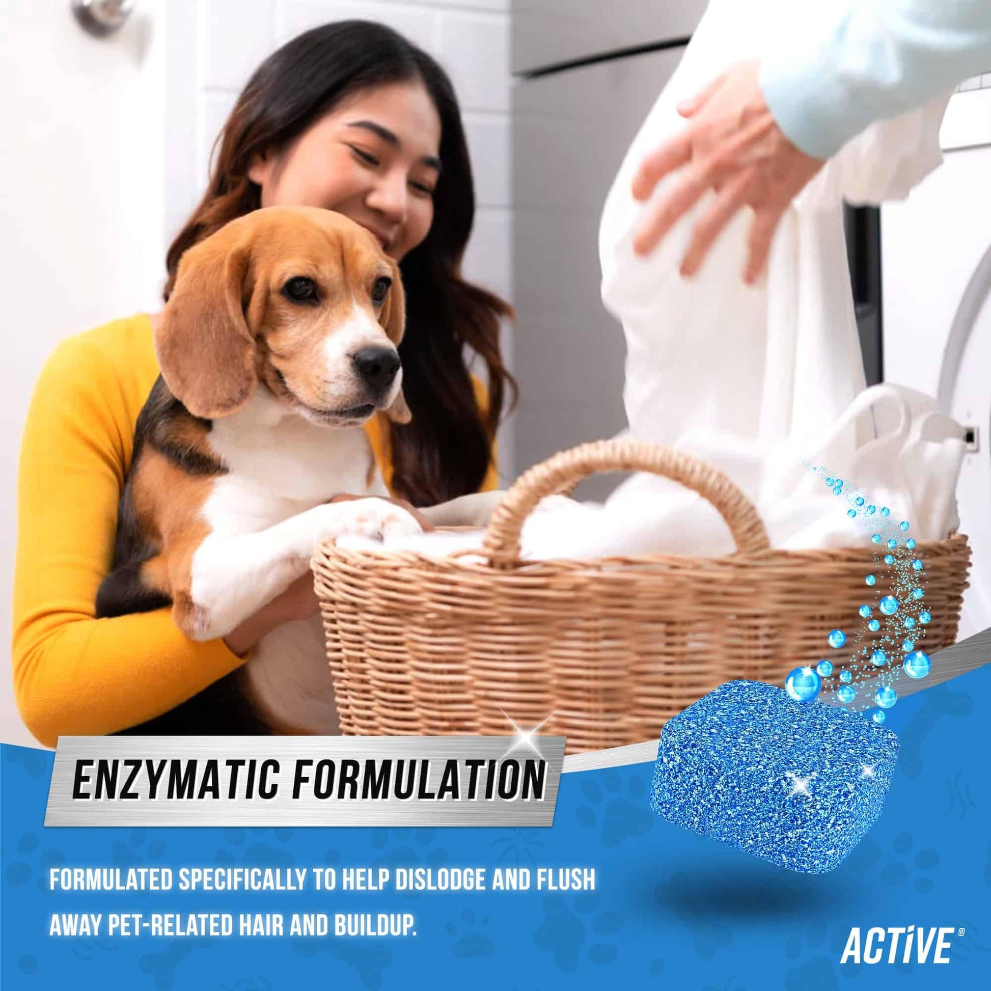 ACTIVE Washing Machine Cleaner for Pet Owners Enzymatic Deep Clean Descaler for Cat & Dog Hair