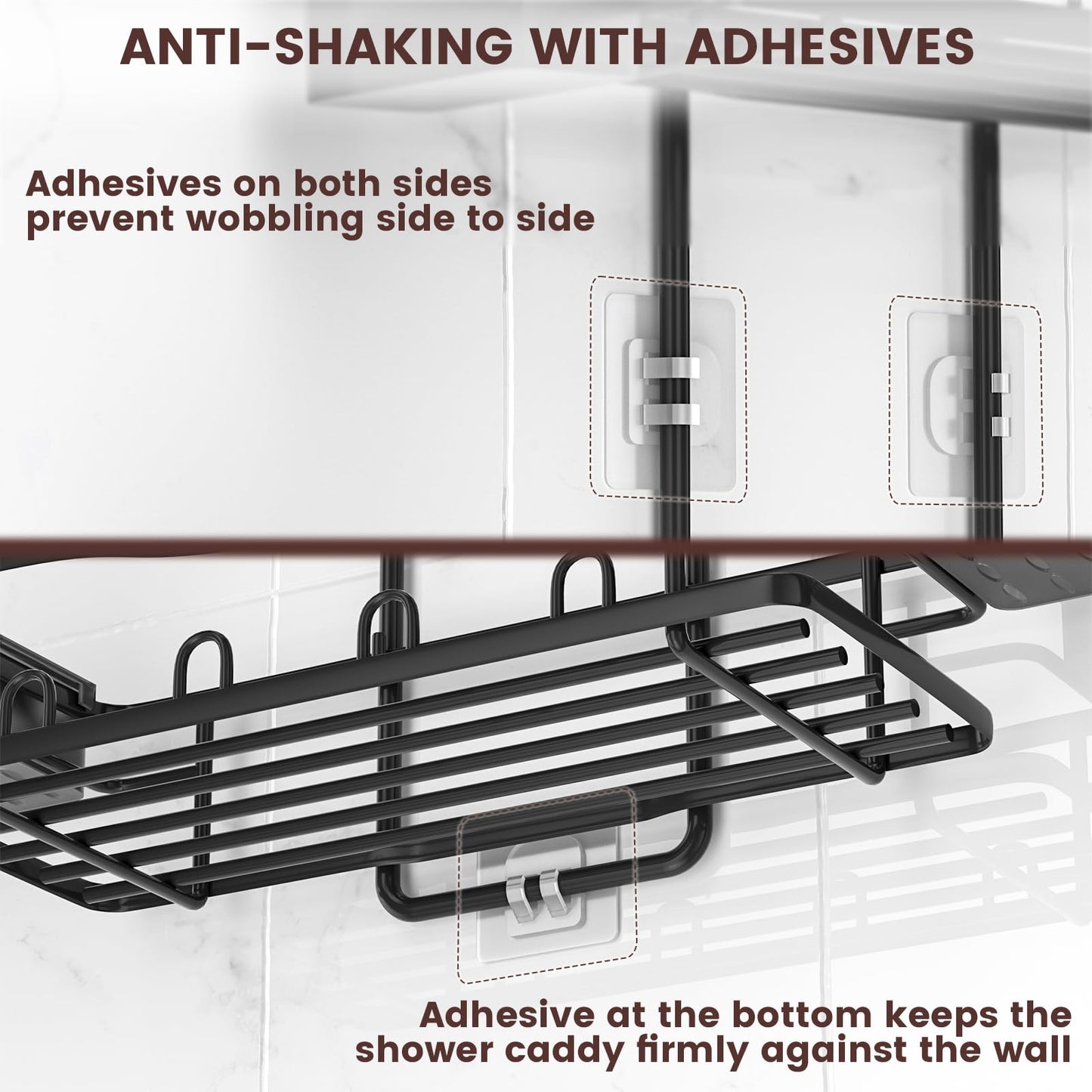 Rustproof Shower Caddy Hanging with Soap Holders for Bathroom, Black