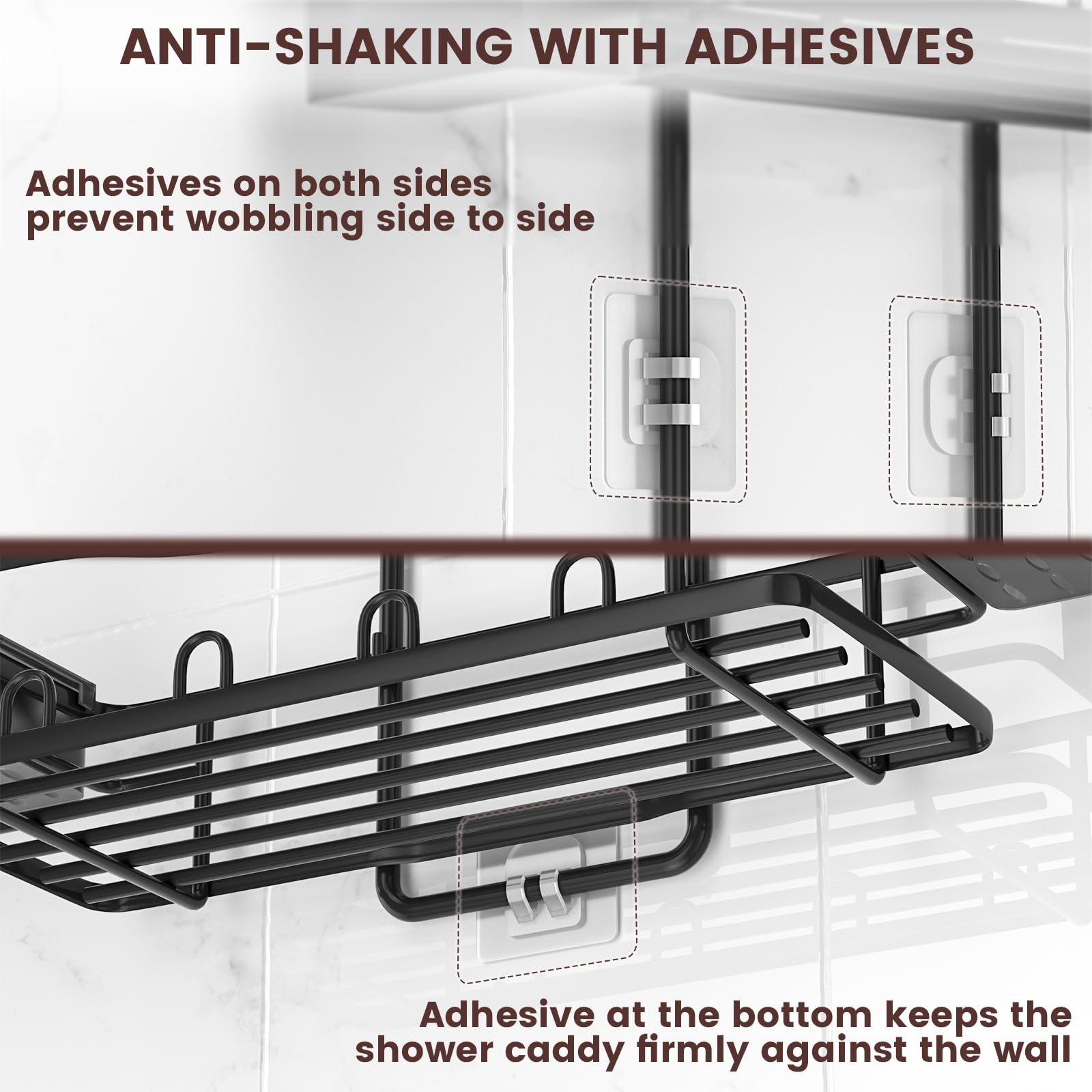 Rustproof Shower Caddy Hanging with Soap Holders for Bathroom, Black