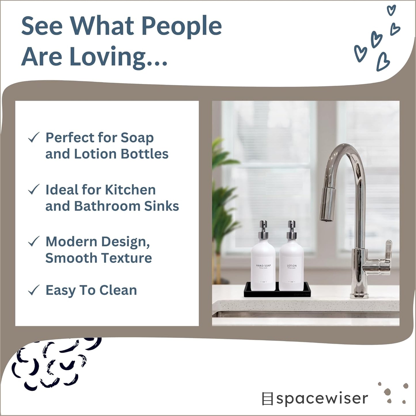 Countertop and Vanity Tray - 2 PC Small 7.7" Silicone Bathroom Trays, Kitchen Soap Tray, Dish Sponge Soap Holder Kitchen Sink Organizer Caddy, Bathroom Counter Trays for Lotion Dispenser