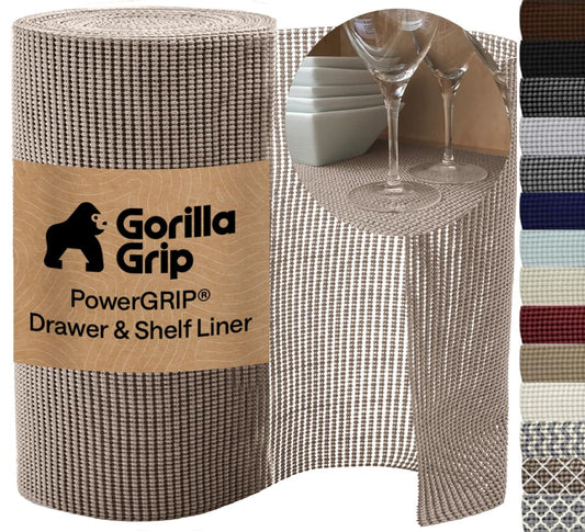 GORILLA GRIP powerGRIP Drawer Shelf and Cabinet Liner, Thick Strong Hold, Non-Adhesive Liners