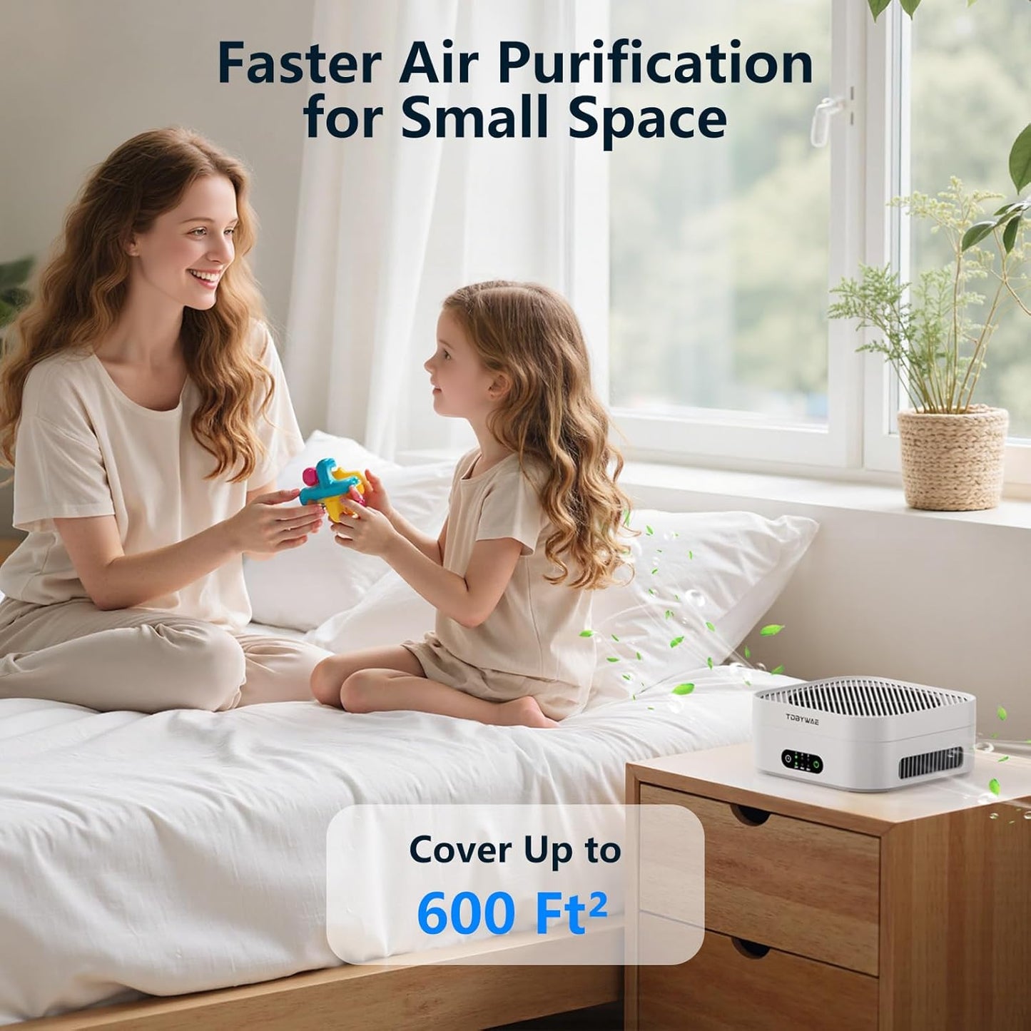 Air Purifiers for Home – True HEPA Air Purifier for Pets, Smoke & Allergies | 600 Sq Ft Coverage | Ultra-Quiet & Portable Small Air Purifier for Bedroom/Travel/Desk/Office/RV