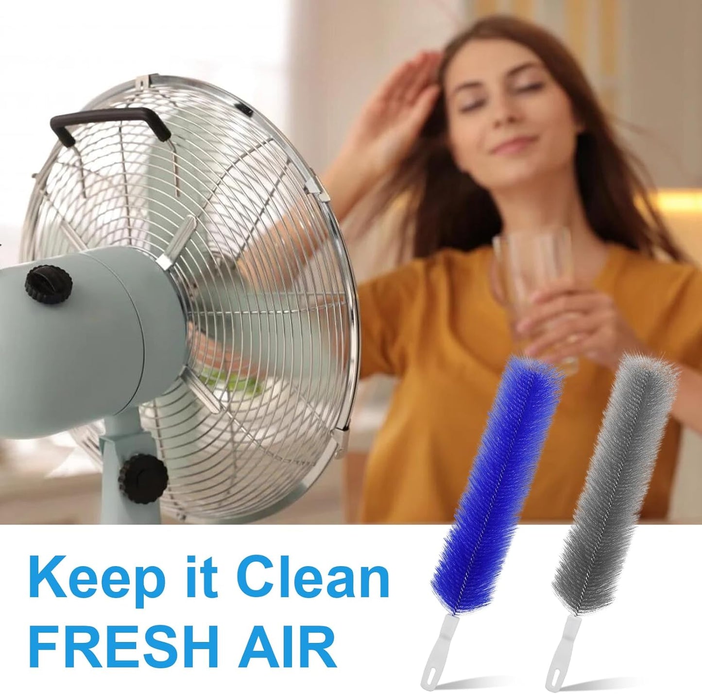 2 Pcs Cobweb Duster, Bendable Fan Duster, Plastic Fan Cleaner Brush,Microfiber Head Dusting Brush, Reusable Dust Remover for Air Conditioning Shutters,Ceiling Fan Blades,Air Vents, Curtains, Cars