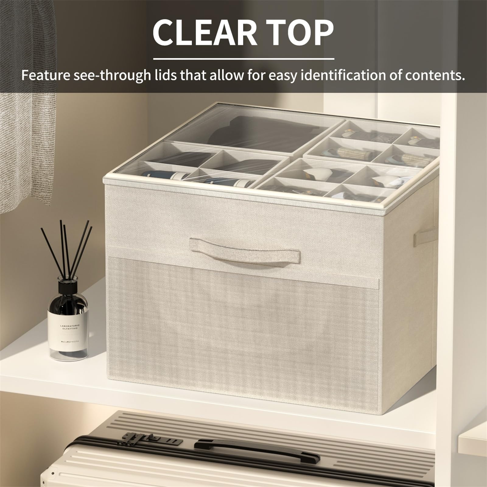 Shoe Organizer for Closet, Foldable Shoe Storage with Adjustable Dividers